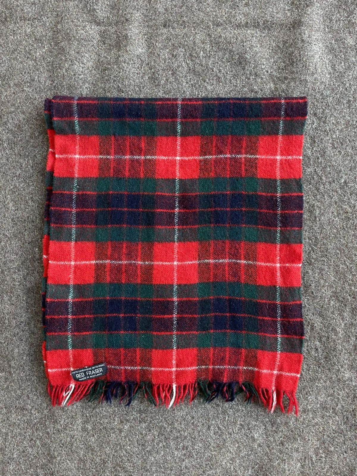 Vintage Red Fraser Cashmer & Wool Scarf Size ONE SIZE - 7 Thumbnail