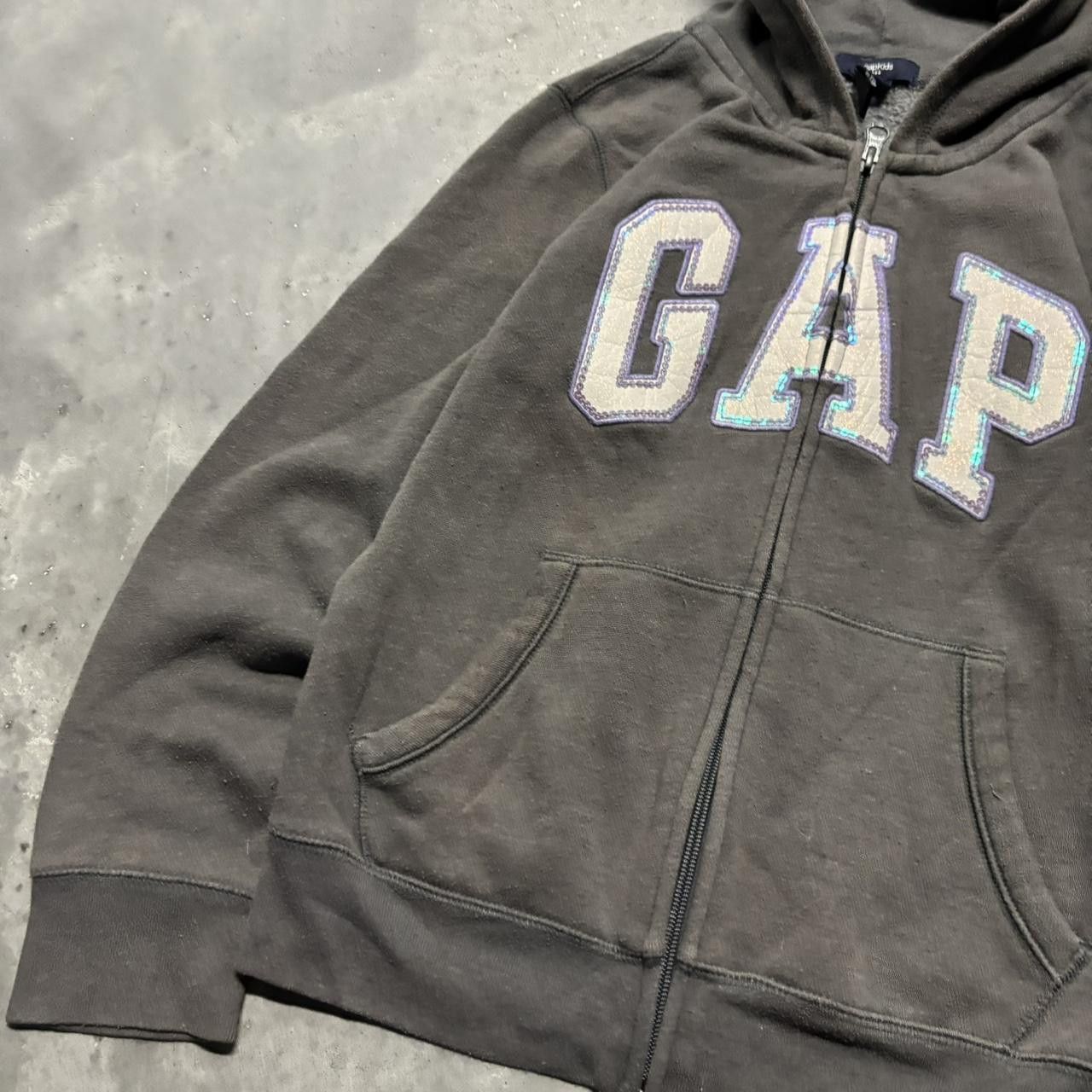 Gap × Vintage Crazy Vintage Y2K/2000s Cute Grey Gap Sparkle Spellout Zip Up Hoodie! Size S / US 4 / IT 40 - 3 Thumbnail