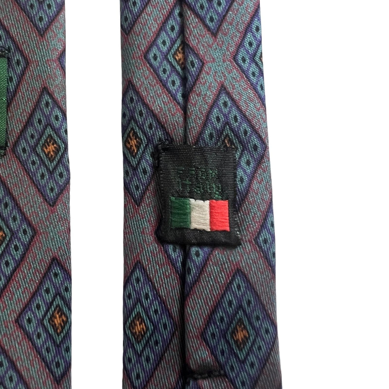 Robert Talbott Robert Talbott Gray Burgundy Blue Yellow Geometric Silk Tie Size ONE SIZE - 8 Thumbnail