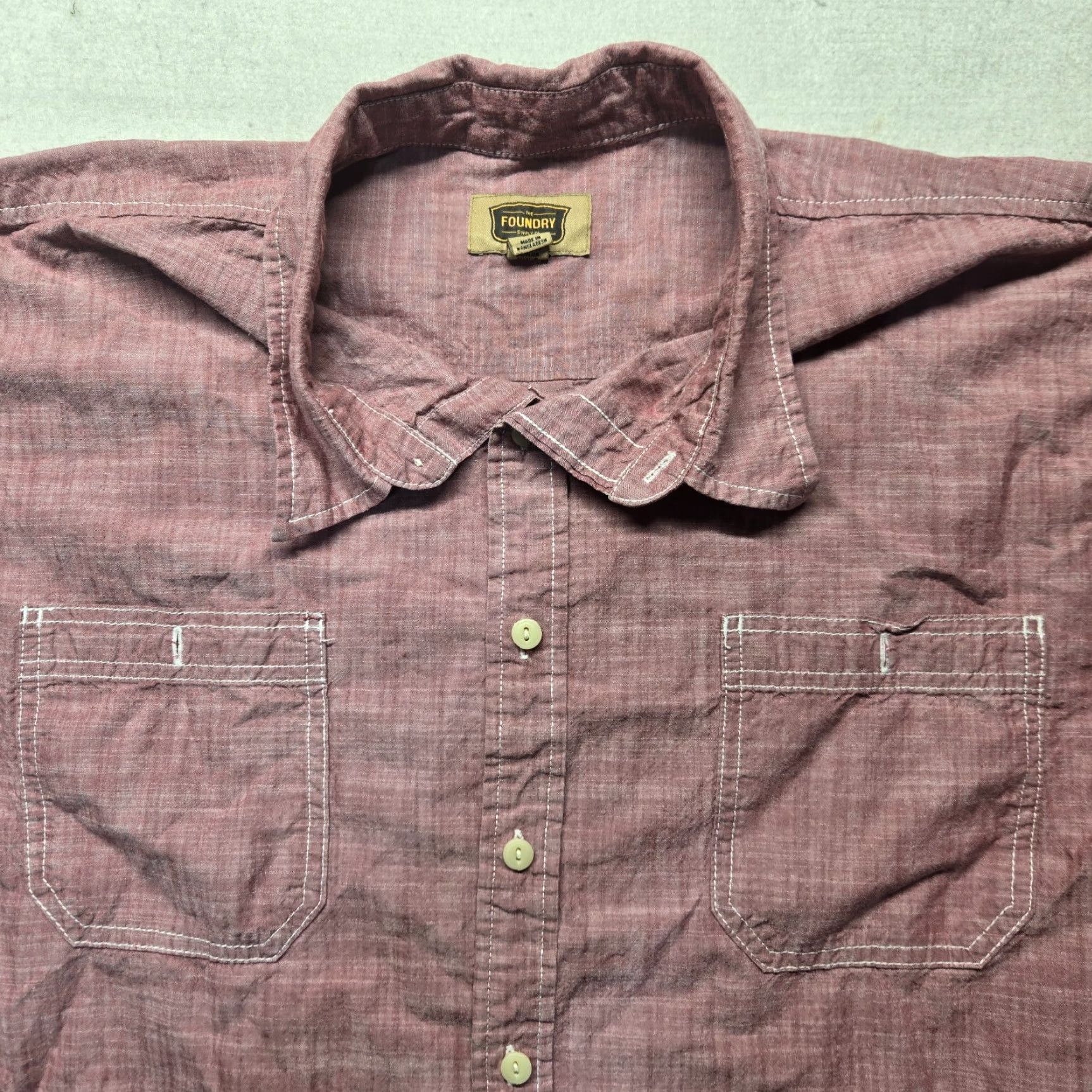 Vintage The Foundry Supply Co. Shirt Solid Red Button Up Long Sleeve Adult Men's 3XL Size US XXL / EU 58 / 5 - 2 Thumbnail