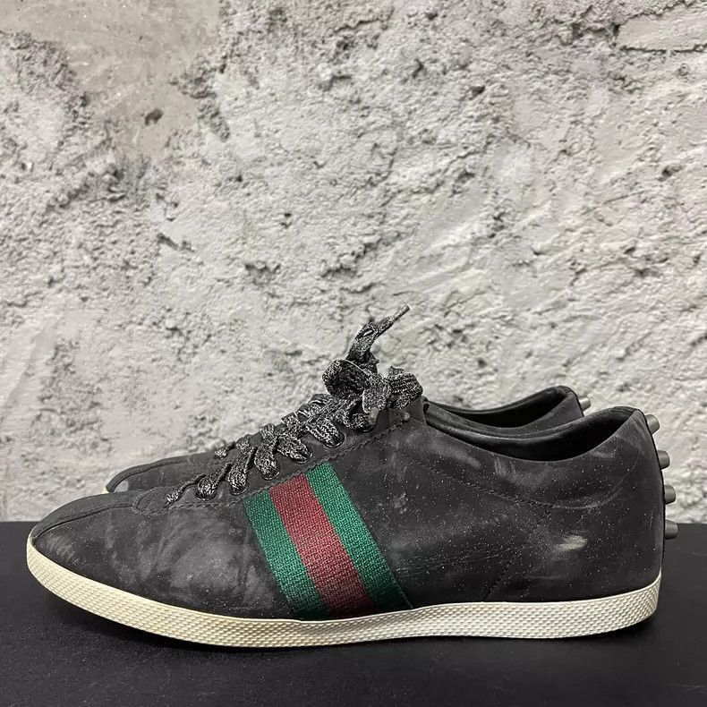 Gucci Gucci Black Sneakers with Green and Red Stripe-2505 Size US 8.5 / EU 41-42 - 2 Thumbnail