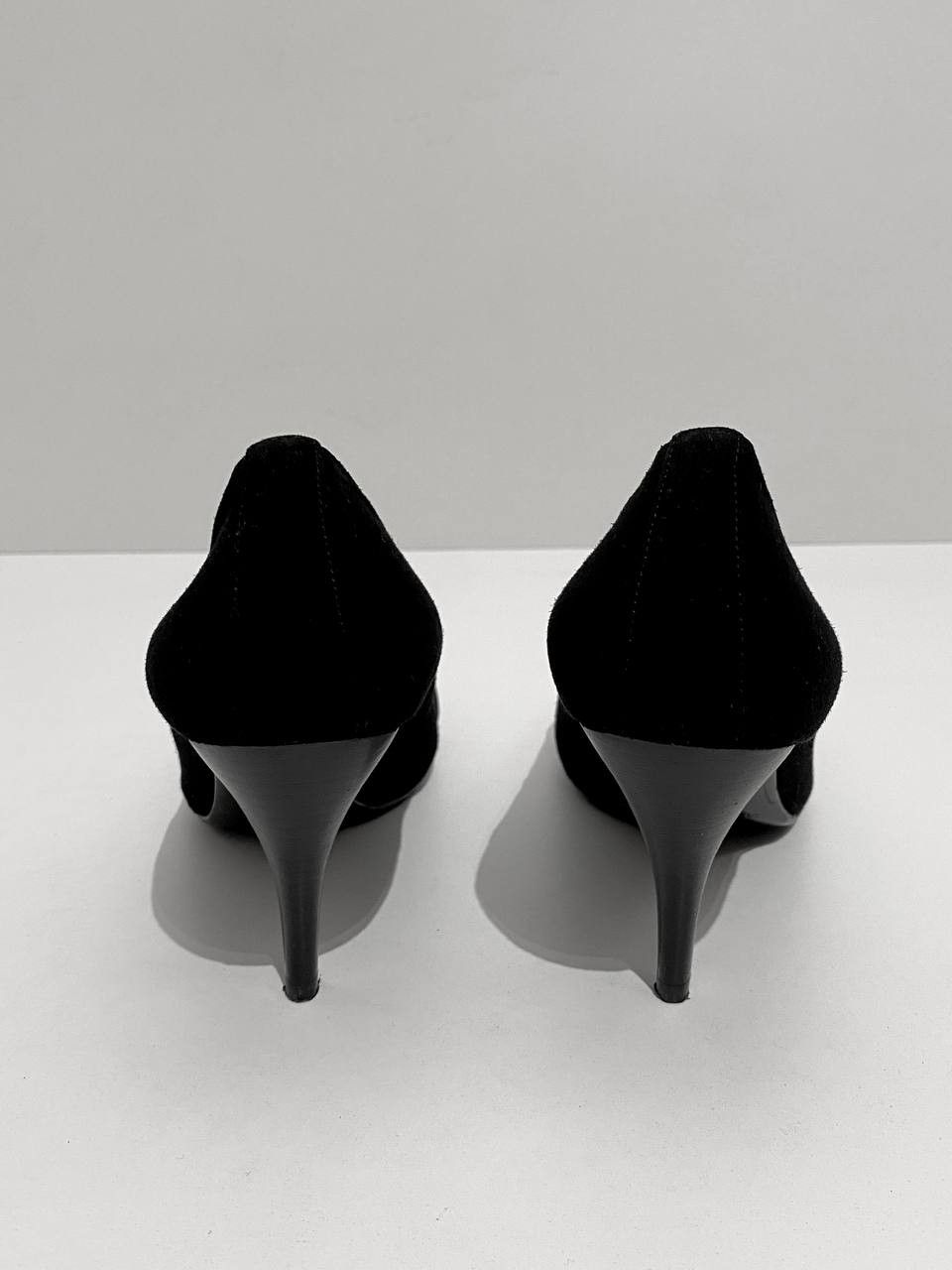 Hermes Hermes Collier Chien Black Suede Leather Silver Logo Heels Size US 7 / IT 37 - 8 Thumbnail