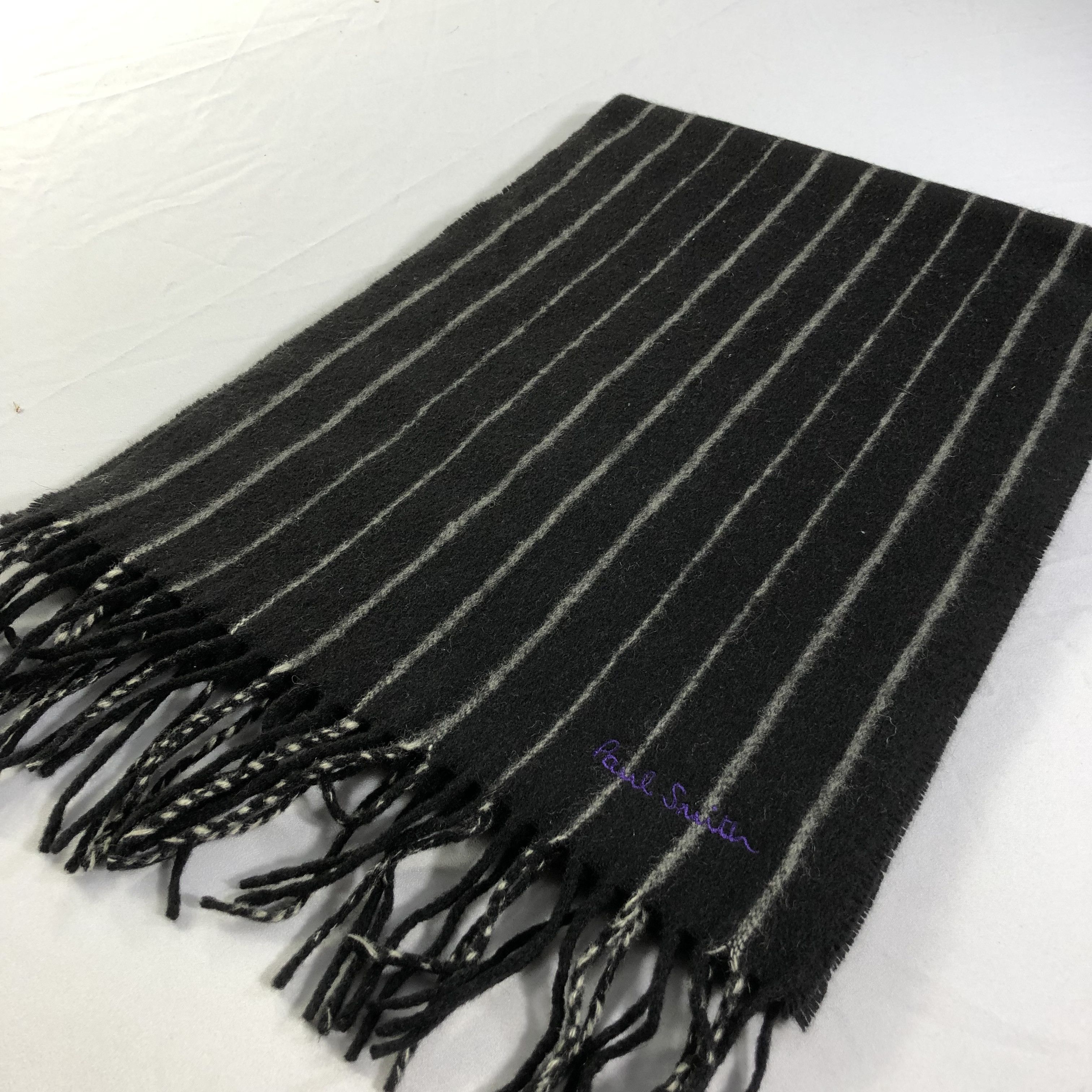 Paul Smith Paul Smith Black Striped Cashmere Scarf Muffler V1539 Size ONE SIZE - 3 Thumbnail