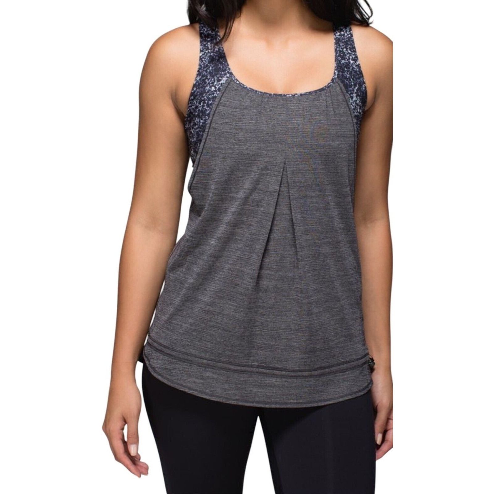 Lululemon Lululemon 2 in 1 Pullover Tank Top Sports Bra 6 Gray Black Size S / US 4 / IT 40 - 1 Thumbnail