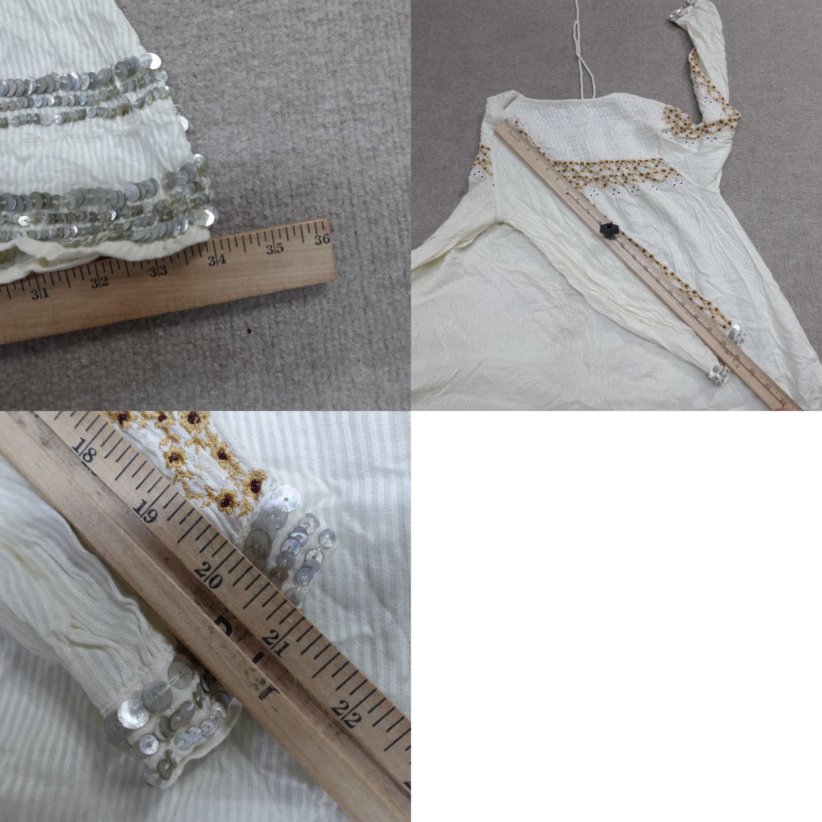 Topshop Topshop Kate Moss Womens Dress 6 Beige Sequin Boho Festival Sundress Casual Party/Cocktail Women Girls Mens Size M / US 6-8 / IT 42-44 - 9 Thumbnail