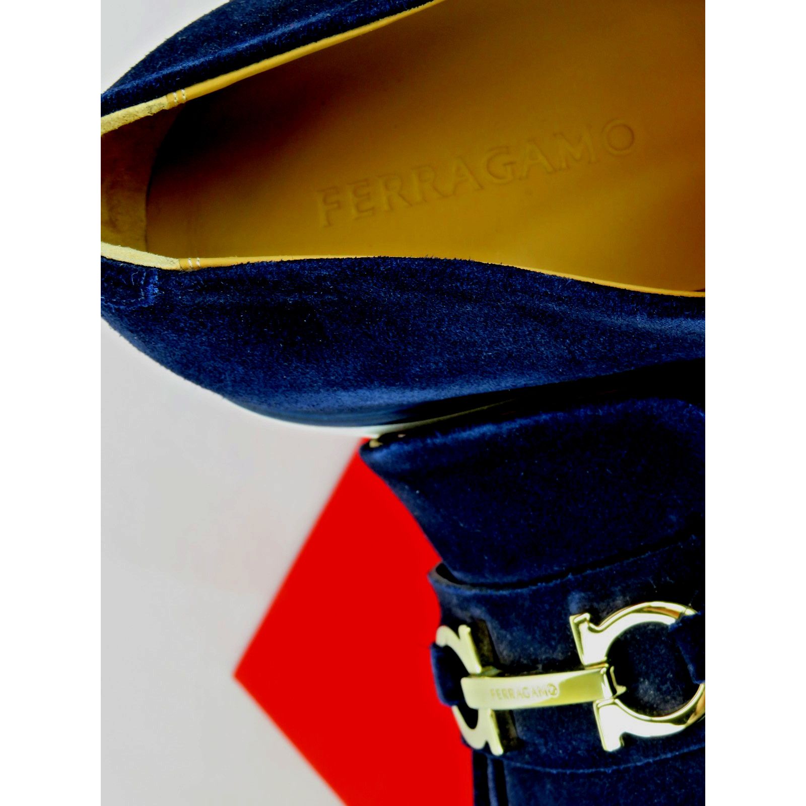 Salvatore Ferragamo FERRAGAMO FIORELLO BLUE SUEDE GANCINI BIT LOGO LOAFERS 12 IT Size US 13 / EU 46 - 10 Thumbnail
