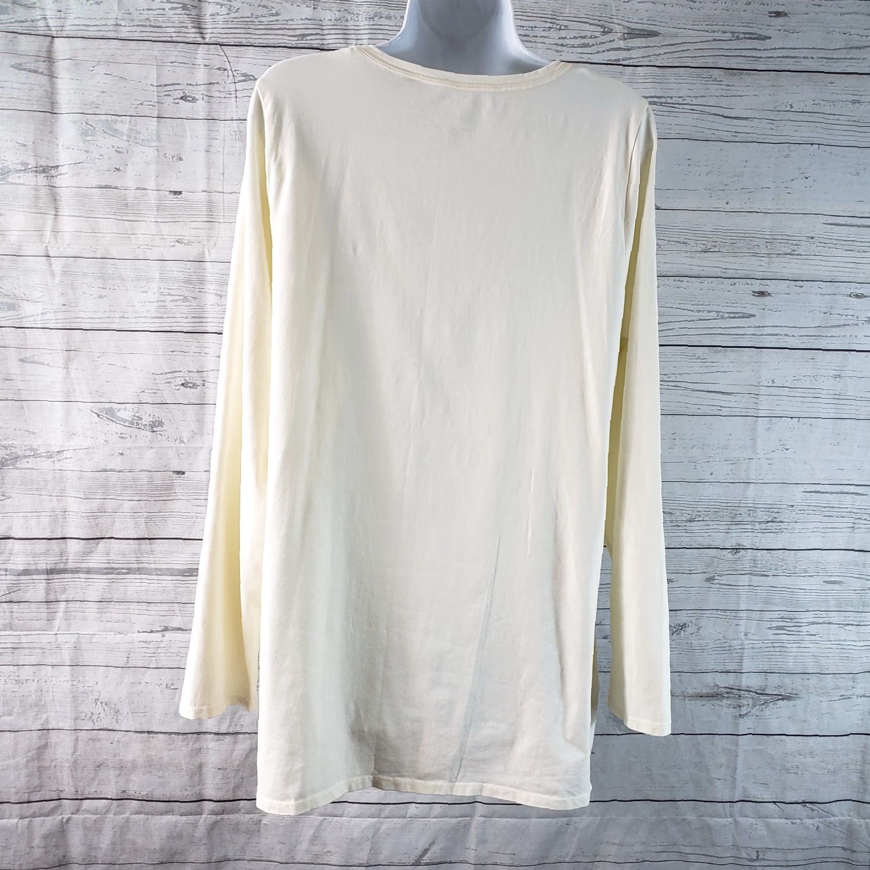 J. Jill PureJill Womens Tee Sz XL Ivory Long Sleeve Stretch Cotton Size XL / US 12-14 / IT 48-50 - 4 Thumbnail