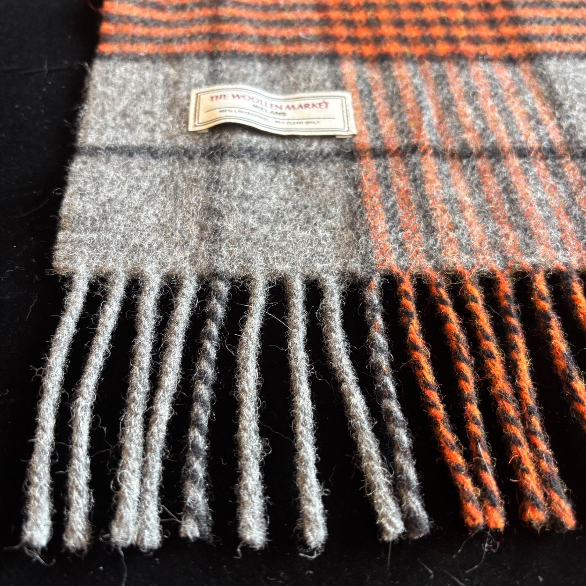 Other The Woolen Market Ireland Wool Plaid Scarf Gray Orange Tarta Size ONE SIZE - 5 Thumbnail