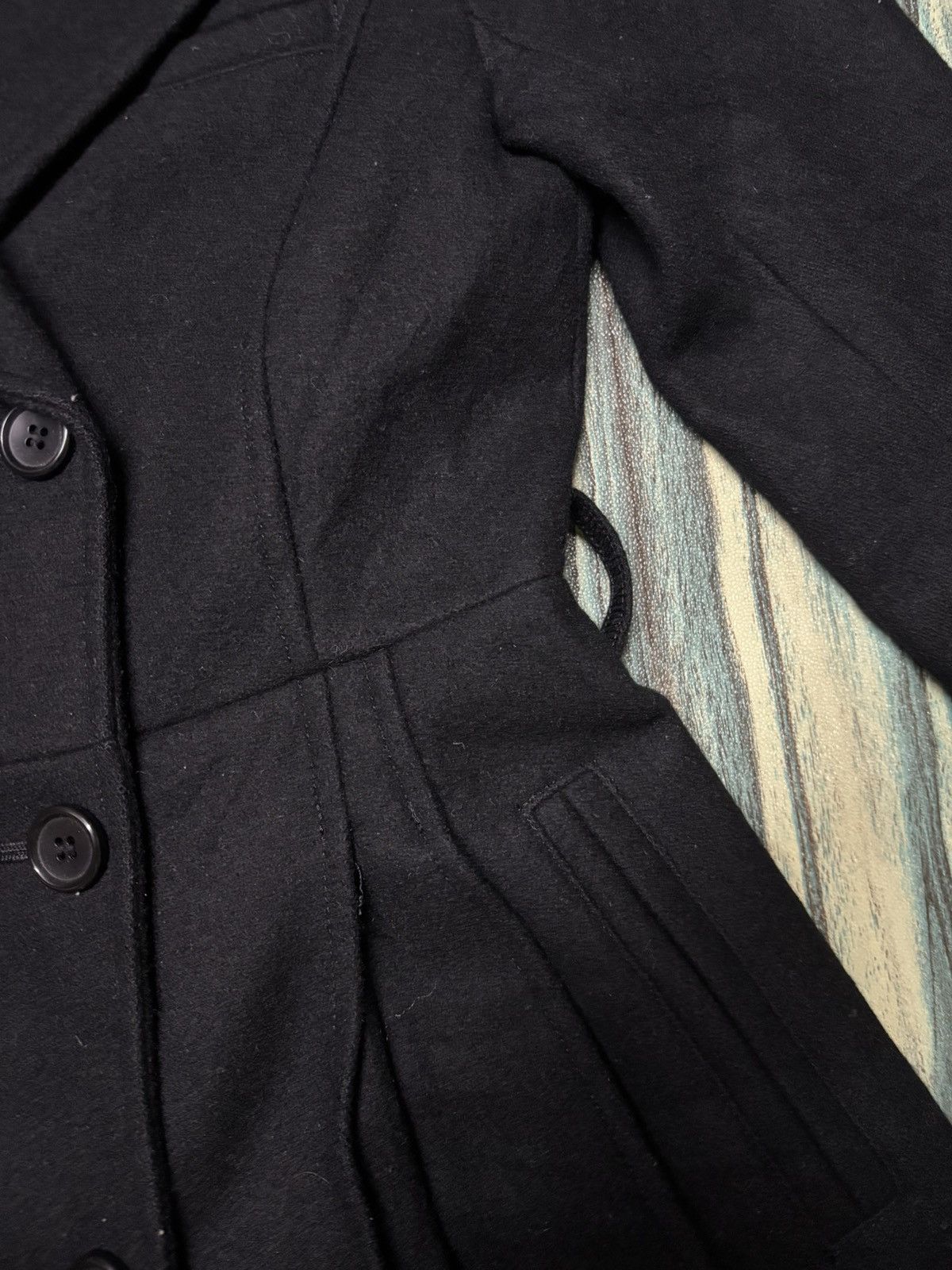 Japanese Brand Peyton Place Black Double Breasted Wool Coat Size M / US 6-8 / IT 42-44 - 7 Thumbnail