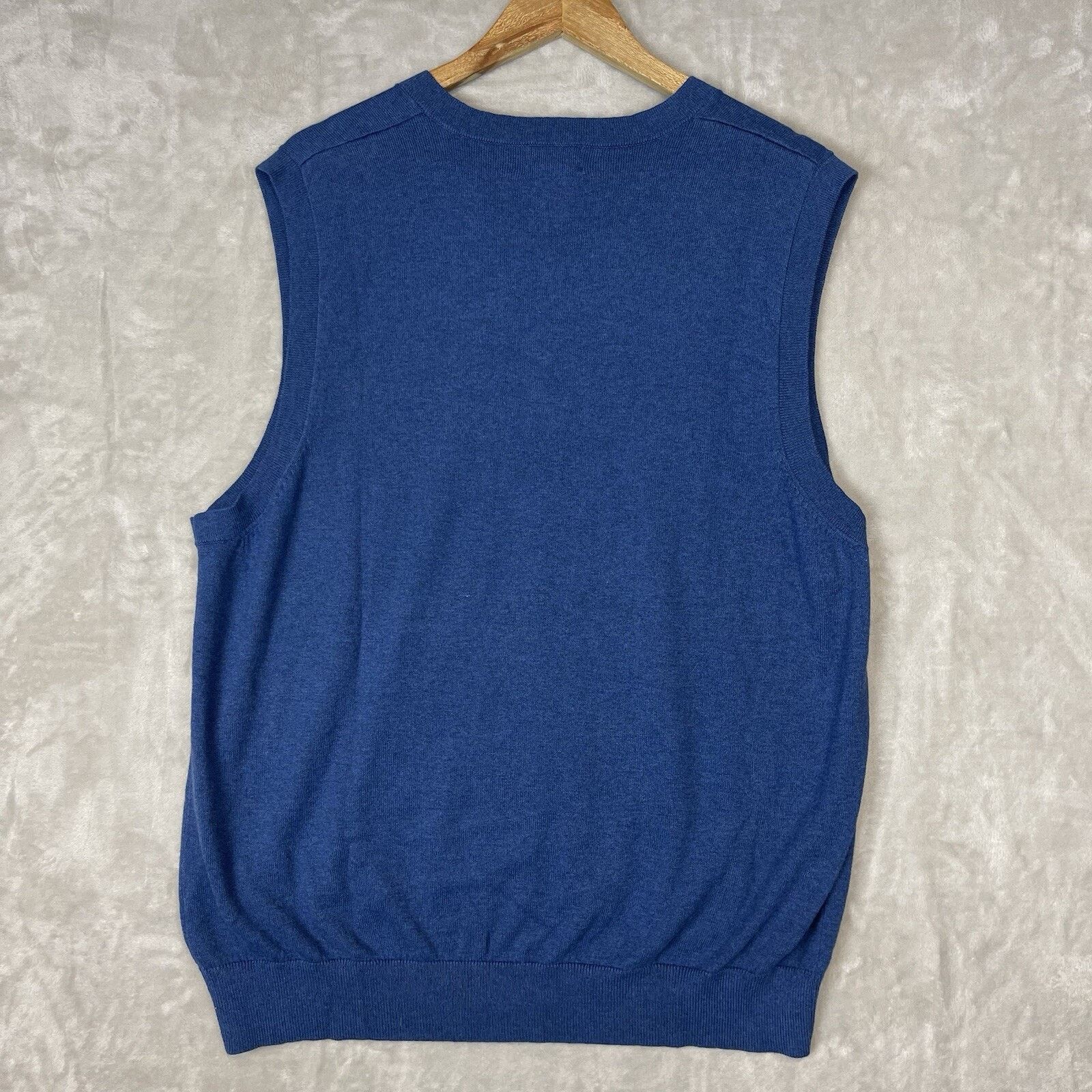 L.L. Bean L.L.Bean Men's XL Navy Cotton Cashmere V Neck Sweater Vest Size US XL / EU 56 / 4 - 4 Thumbnail