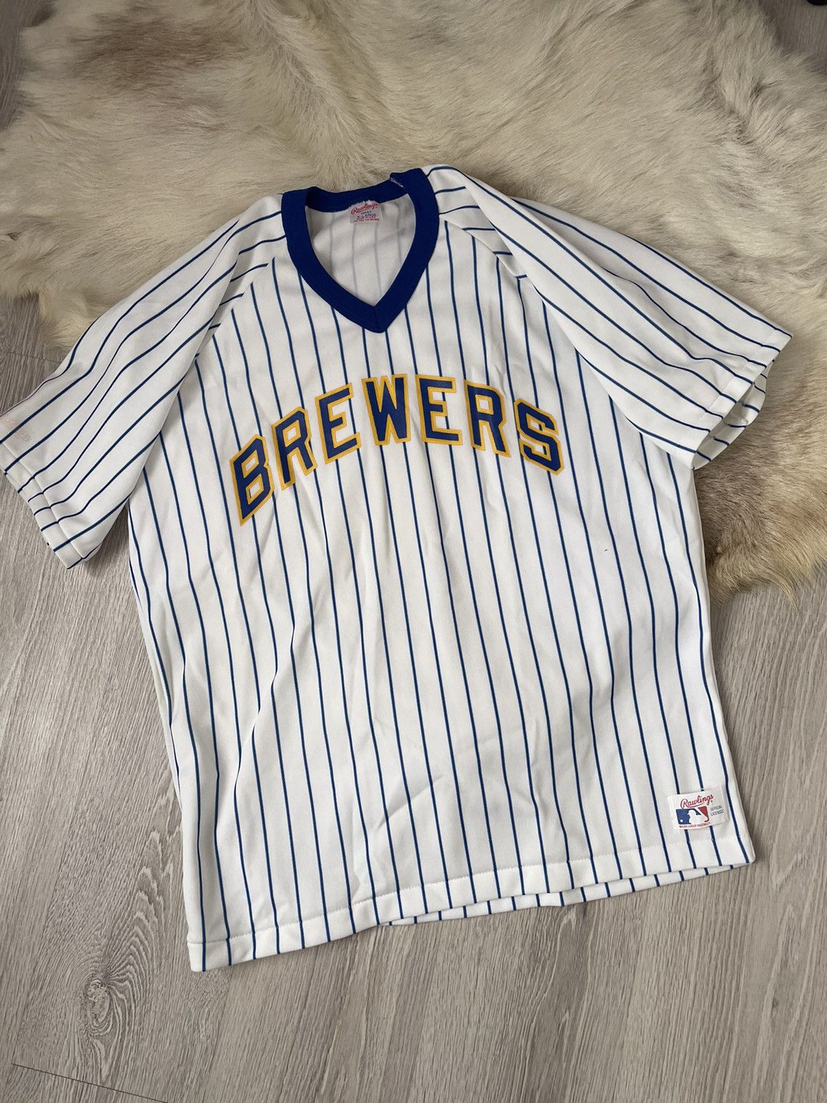 MLB 80s Milwaukee Brewers Rawlings Baseball Jersey Size US XL / EU 56 / 4 - 1 Thumbnail