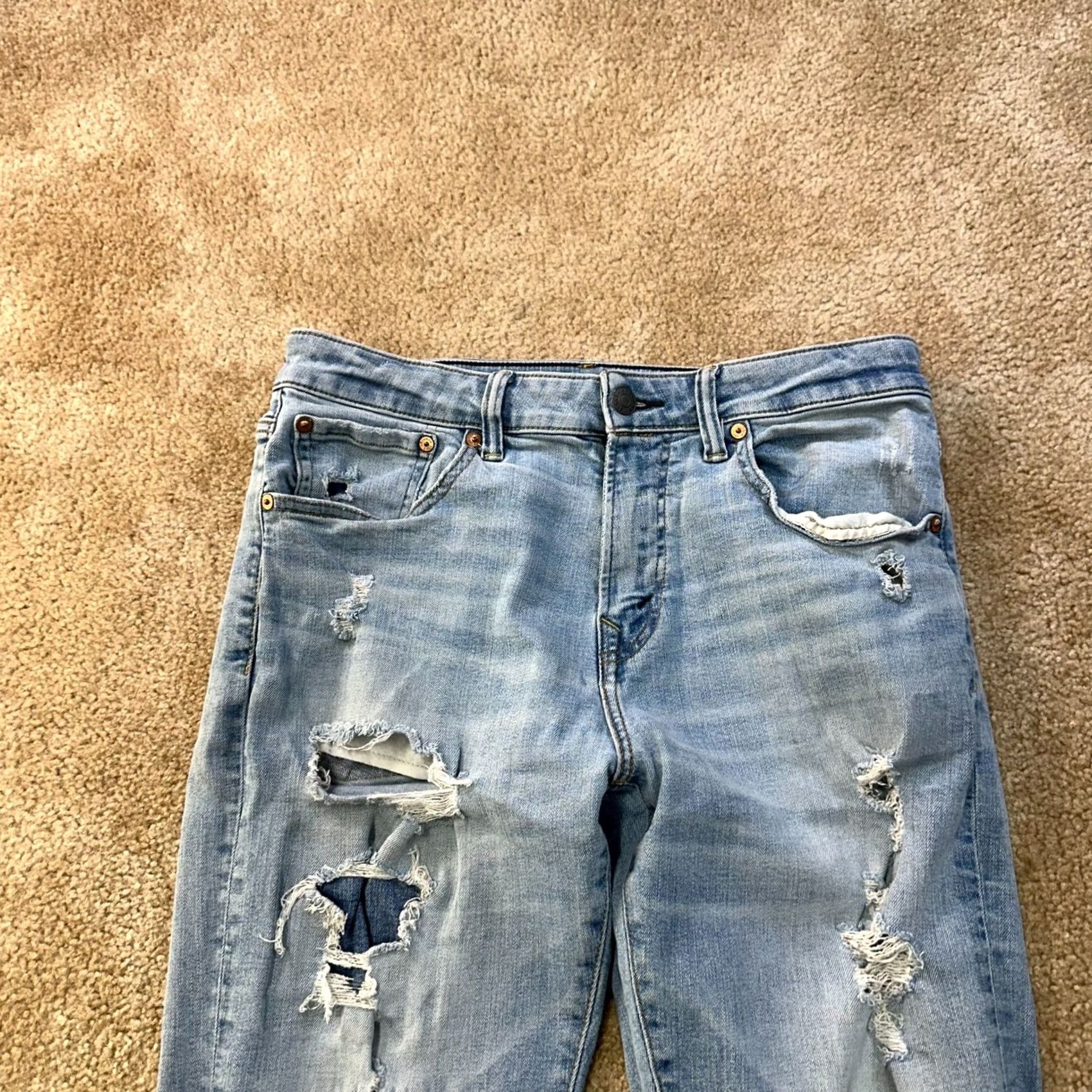 American Eagle Outfitters American Eagle Athletic Straight Jeans Men's 32x34 Denim Stretch 5-Pocket Blue 90s Hipster Mens Size US 32 / EU 48 - 3 Thumbnail