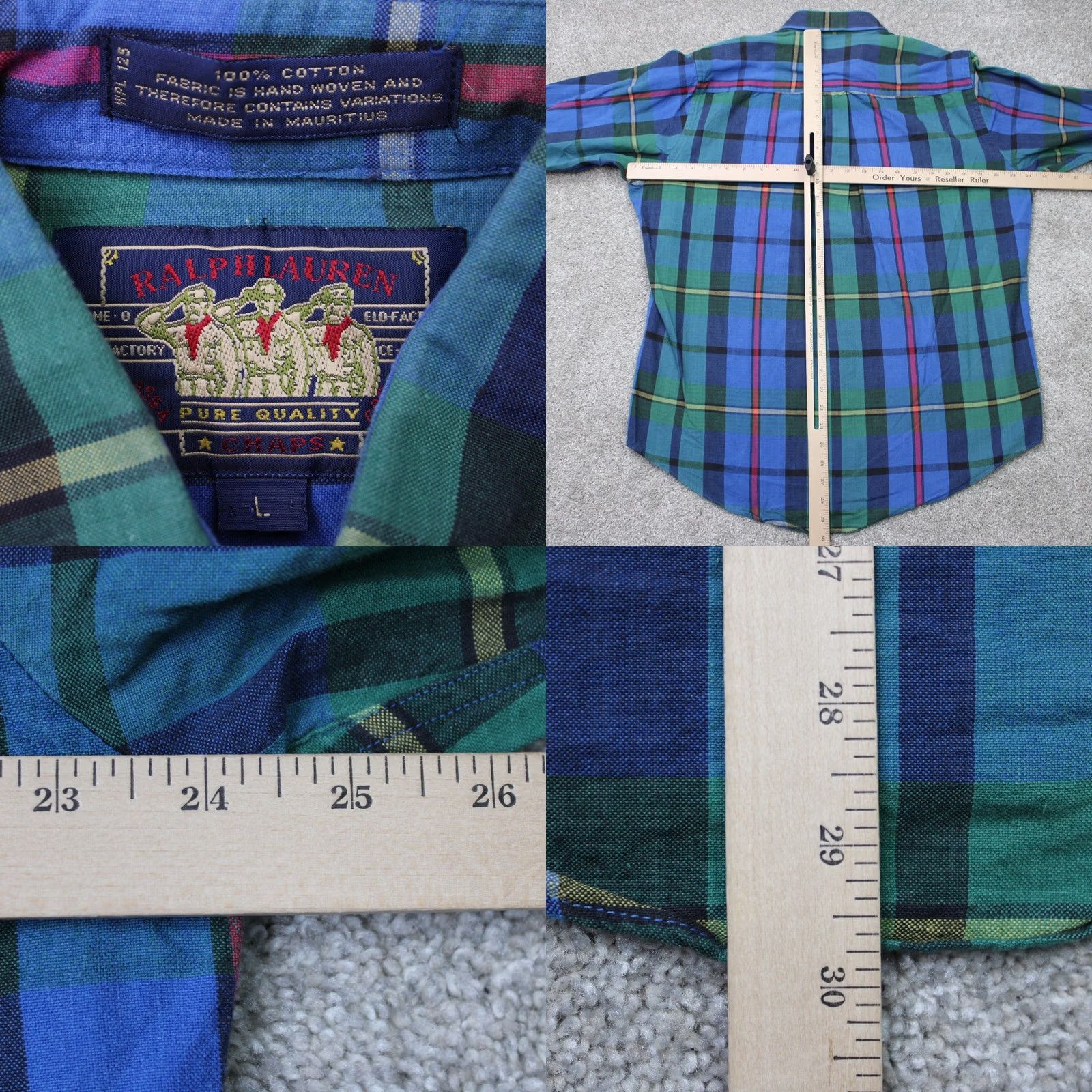 Ralph Lauren VINTAGE Ralph Lauren Chaps Shirt Mens Large Blue/Green L/S Button Up Boy Scout Tag Size US L / EU 52-54 / 3 - 8 Thumbnail