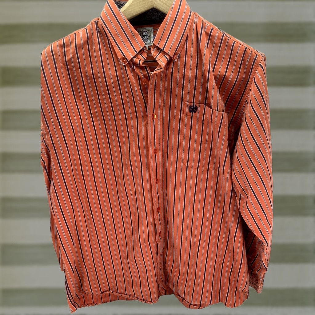 Vintage VINTAGE Cinch Western Shirt Men M Orange Stripe Long Sleeve Button Rodeo Mens Size US M / EU 48-50 / 2 - 1 Thumbnail