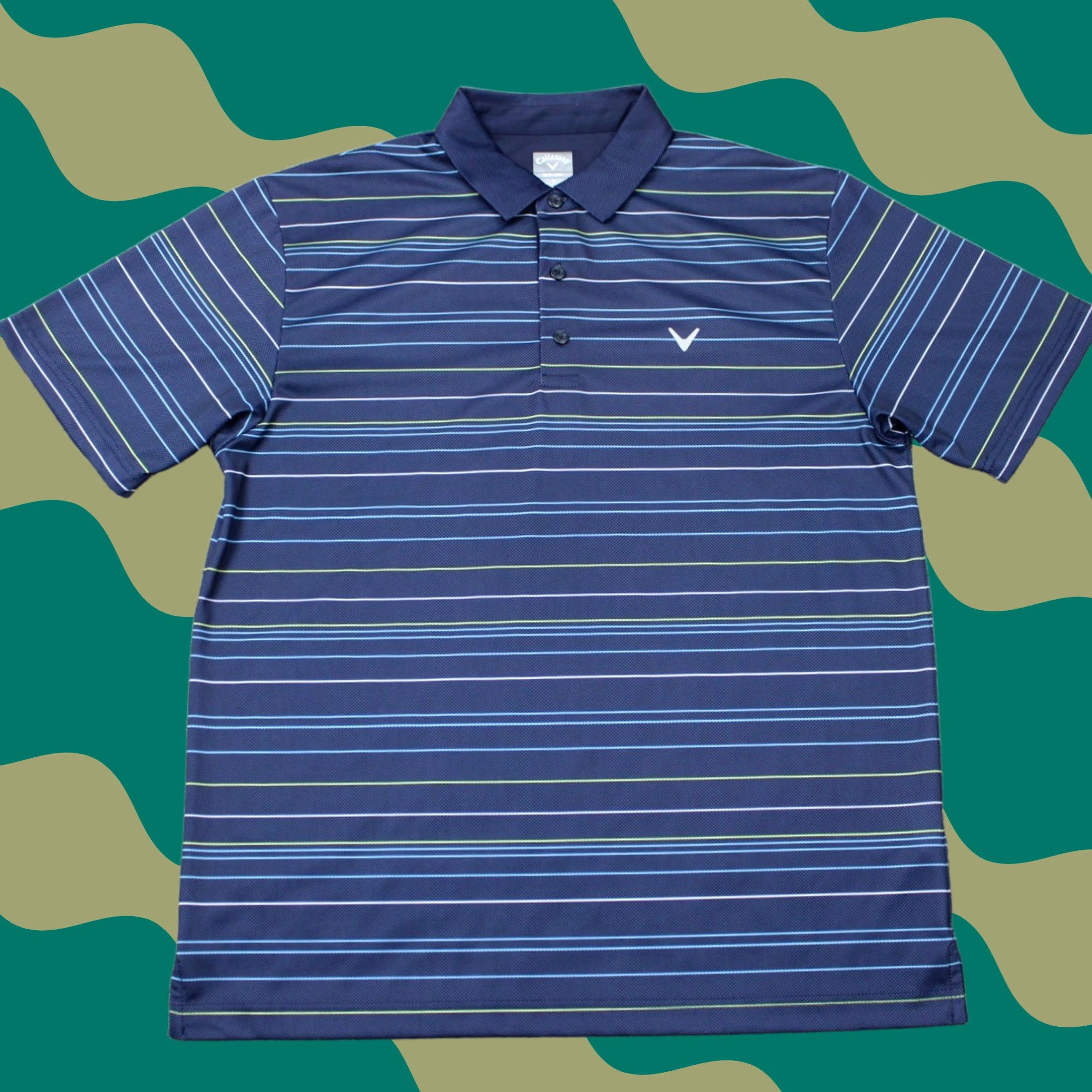 Callaway Callaway Polo Shirt Mens Large Blue Striped Opti-Dri Golf Polyester Short Sleeve Size US L / EU 52-54 / 3 - 1 Thumbnail