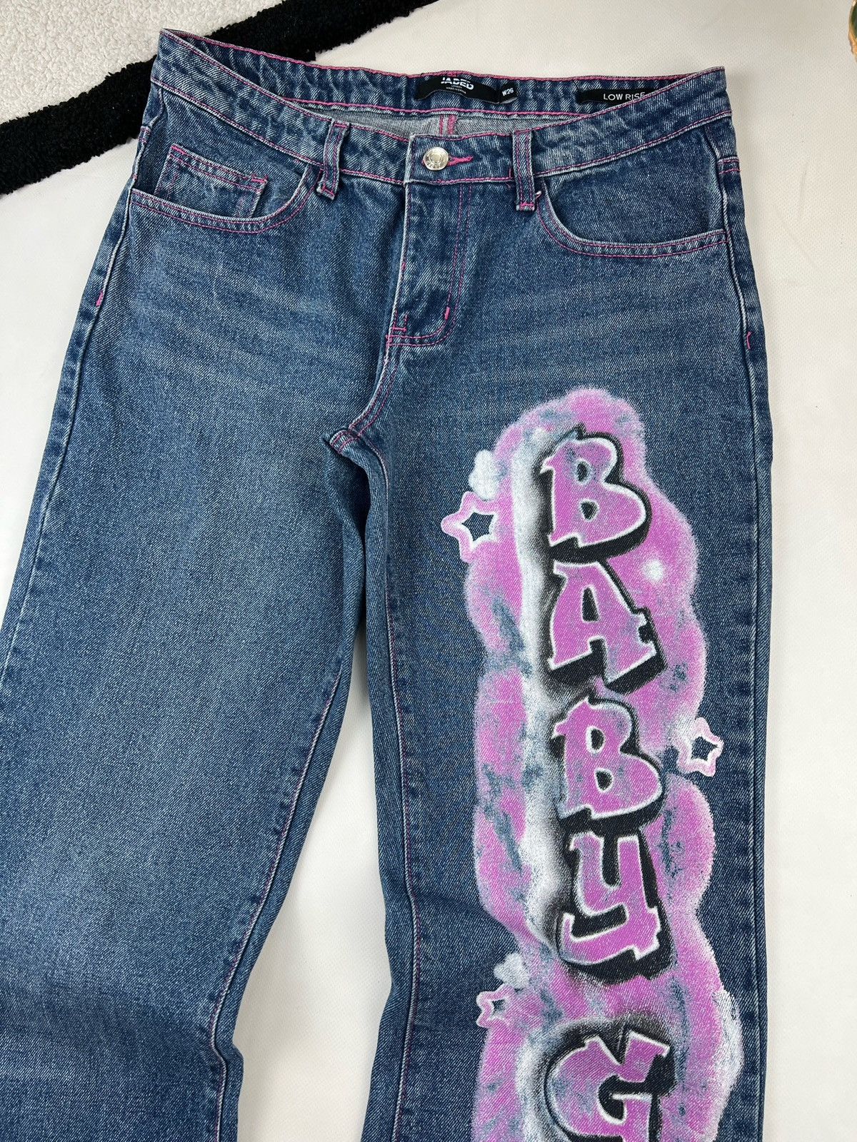 Jaded London Jaded London Baby Girl Flared Graffiti Skate Jeans pants Size 30" / US 8 / IT 44 - 2 Thumbnail