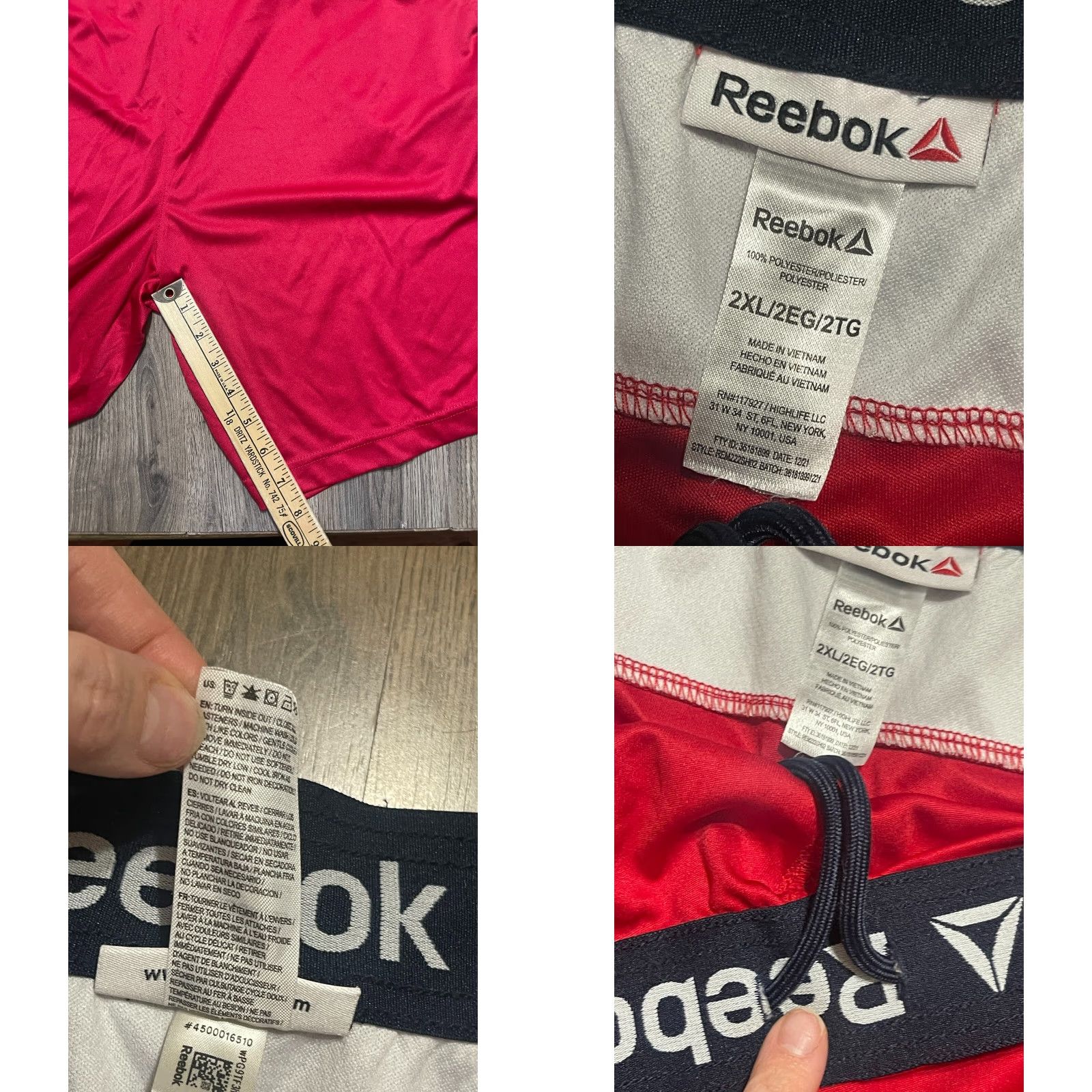 Reebok Reebok Shorts Men 2XL Pull On Athletic White Red Solid Casual Sportswear Mens Size US 39 - 8 Thumbnail