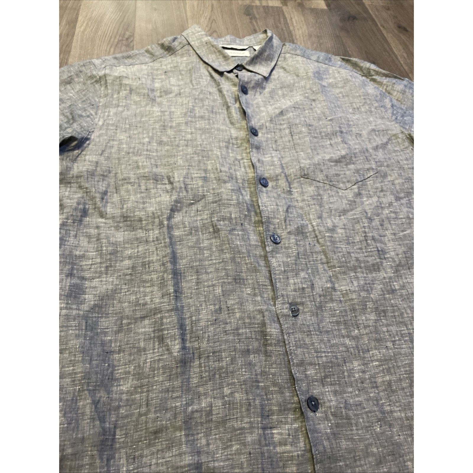 Cubavera Cubavera Shirt Mens Medium Blue Chambray Short Sleeve Button Size US M / EU 48-50 / 2 - 2 Thumbnail