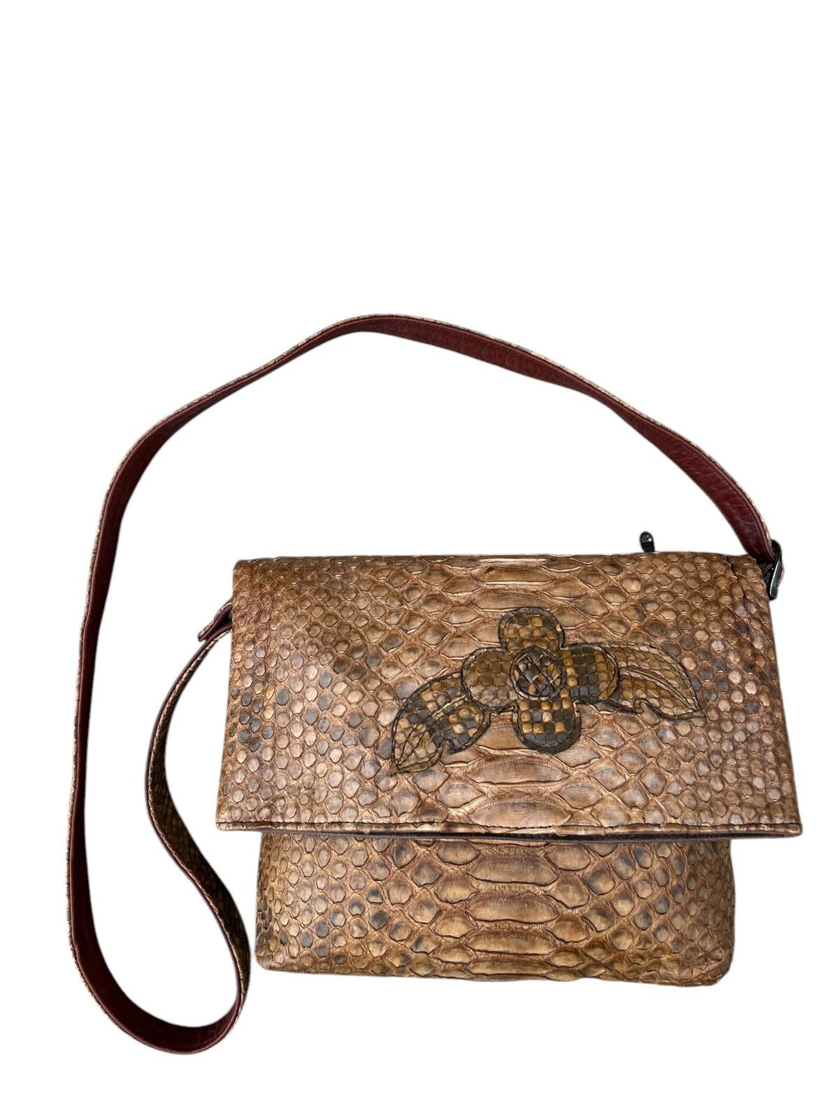 Leather Vintage Unknown Japan Brand Patina Python Skin Leather Bag Size ONE SIZE - 6 Thumbnail