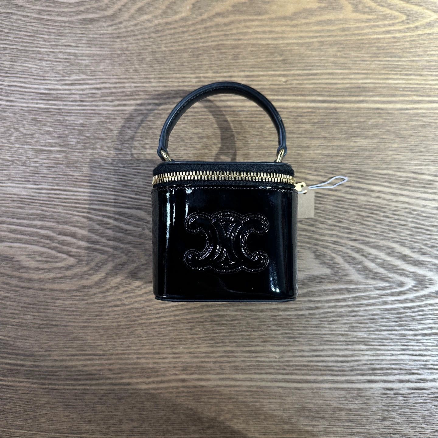 Celine Celine APR95 Patent Triomphe Mini Box Black Gold Size ONE SIZE - 3 Thumbnail