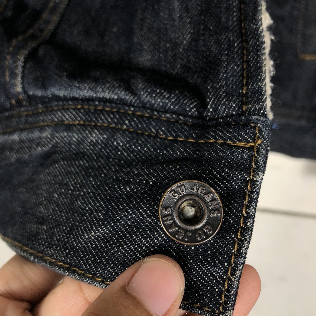 Japanese Brand 📌Vintage Trucker Denim Jacket Gu Japan Sherpa Shearling Size US M / EU 48-50 / 2 - 17 Thumbnail