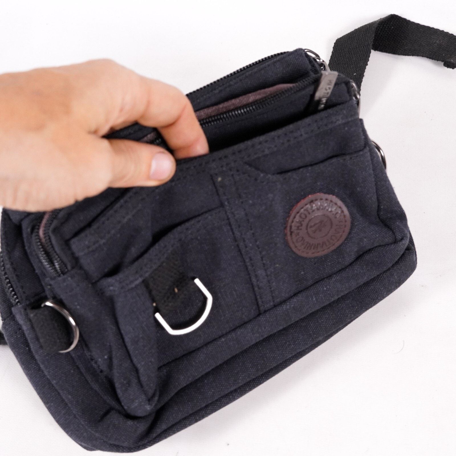 Other Haotianniao Black Canvas Fanny Pack Waist Hip Bag Belt Size ONE SIZE - 8 Thumbnail