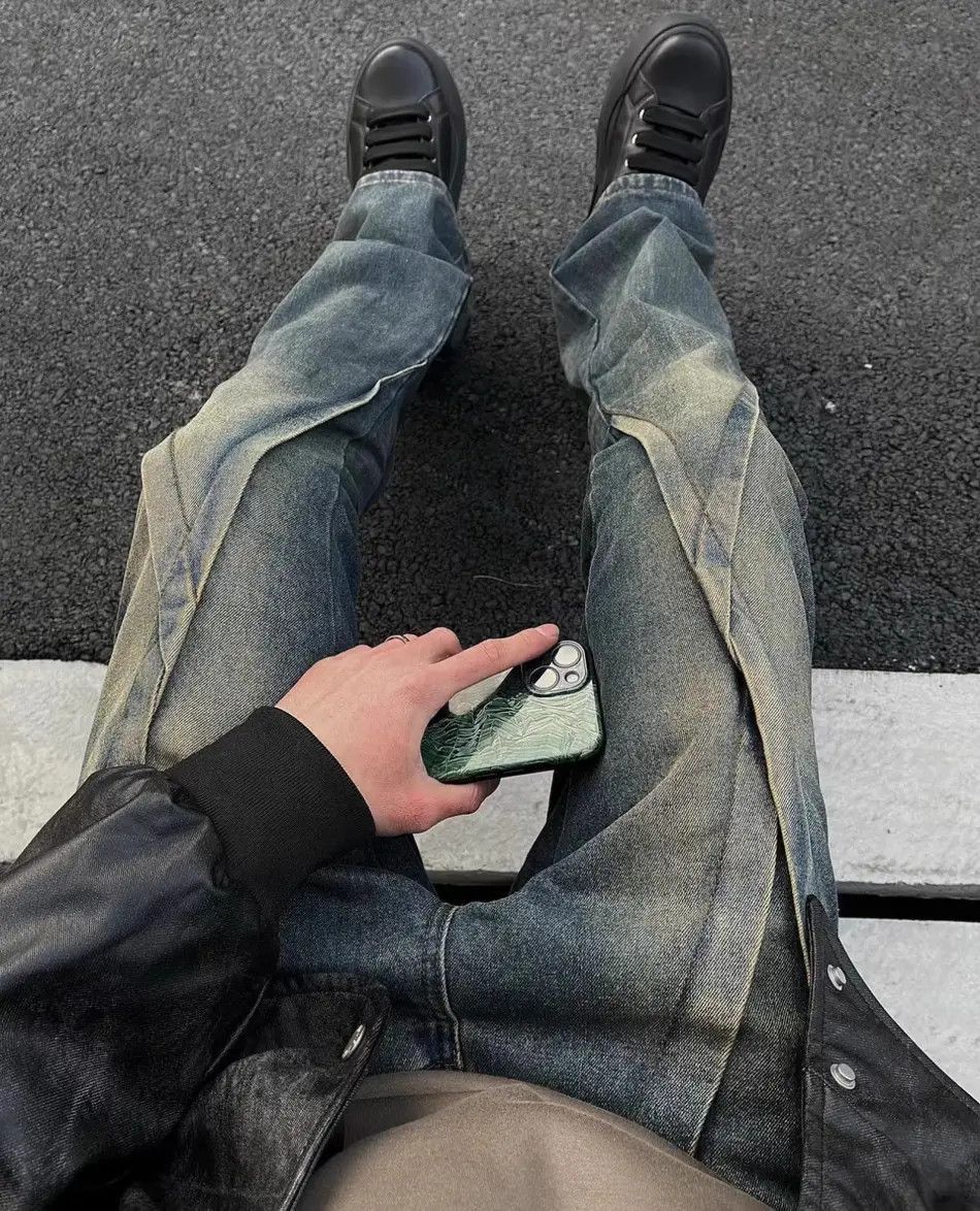 Japanese Brand Loose straight casual micro flared jeans Size US 32 / EU 48 - 4 Thumbnail