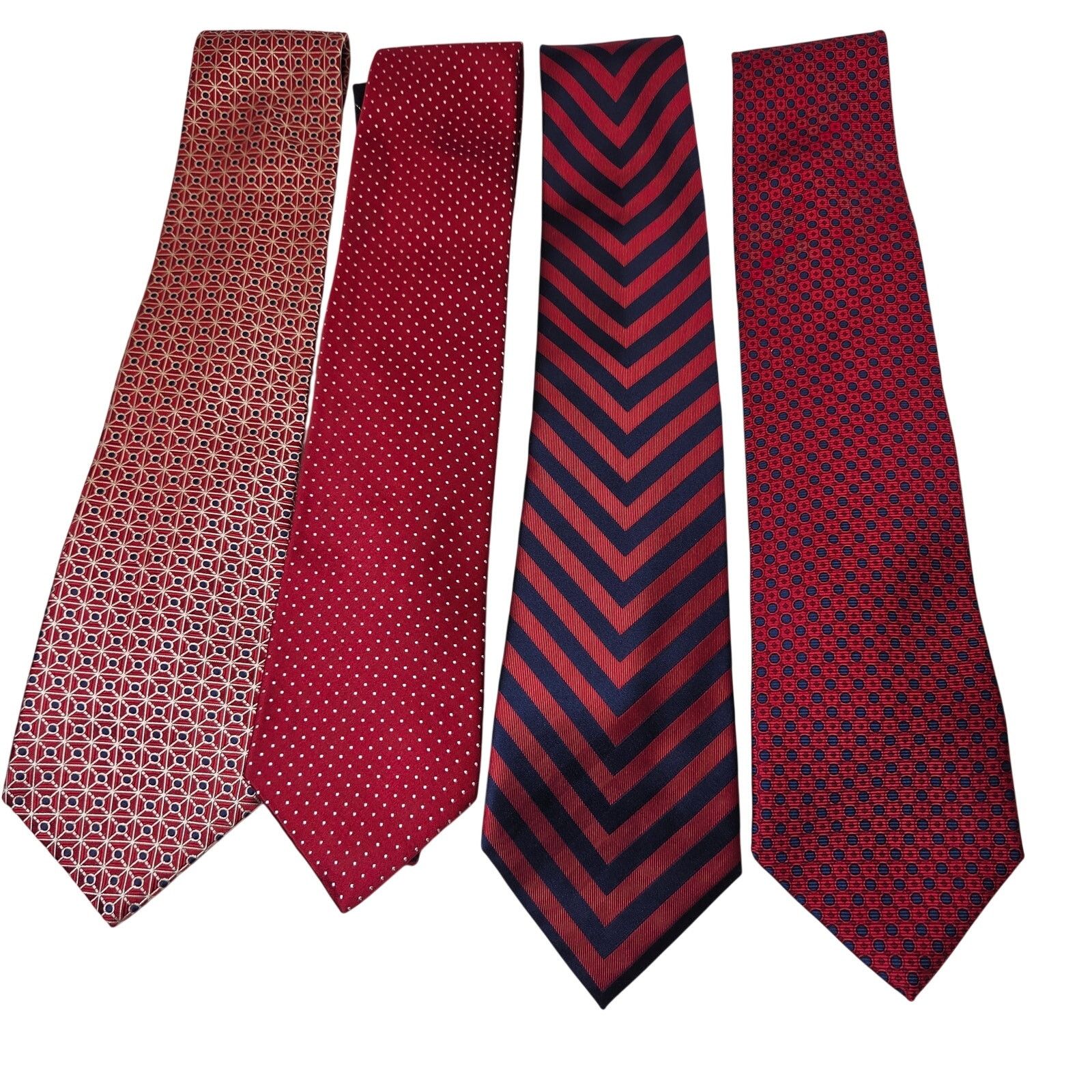 Tommy Hilfiger Tommy Hilfiger Red Silk Tie Lot 4 USA Wide 3.75" Contrast Size ONE SIZE - 2 Thumbnail