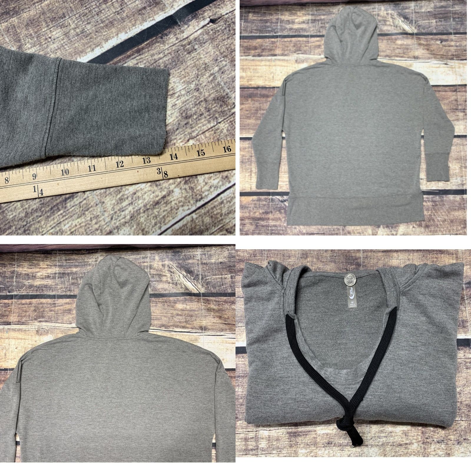 Vintage MTA Sport Hoodie Woman’s Size Medium Gray Dolman Sleeve 4" Side Slits Hooded Pullover Womens Size M / US 6-8 / IT 42-44 - 10 Thumbnail