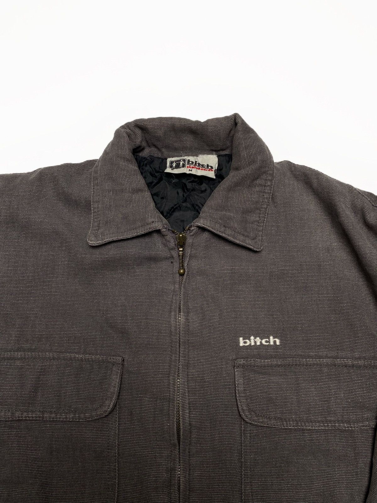 Vintage Vintage 1990’s Bitch Skateboards grey Work Jacket Size US M / EU 48-50 / 2 - 4 Thumbnail