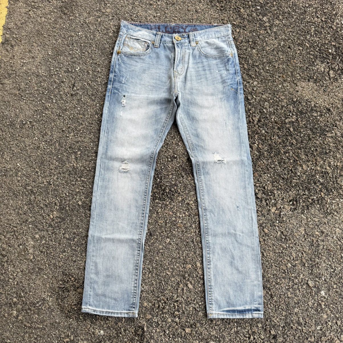 VINTAGE PLORY CLUB STRAIGHT FADED JEAN DENIM PANTS