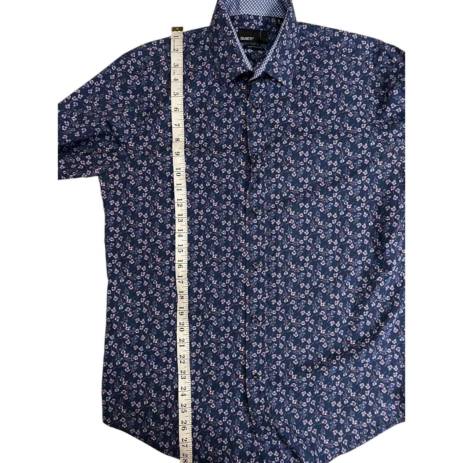Other QUIETI Men’s Floral Button-Up Shirt Navy Blue Long Sleeve Size US S / EU 44-46 / 1 - 9 Thumbnail