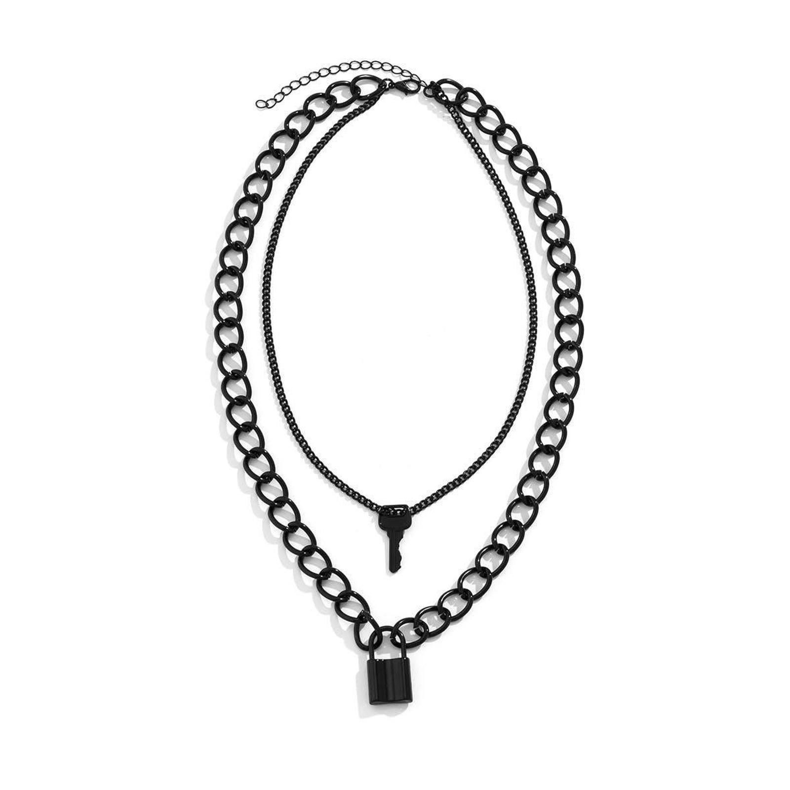 Jewelry Black Lock Pendant Necklace Size ONE SIZE - 4 Thumbnail