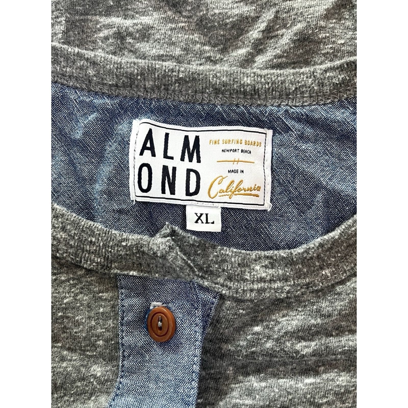 Vintage VINTAGE almond henley long sleeve shirt Mens XL gray USA 2010s California Henley pocket 31.5" long 24" across 27" sleeves EUC Size US XL / EU 56 / 4 - 4 Thumbnail