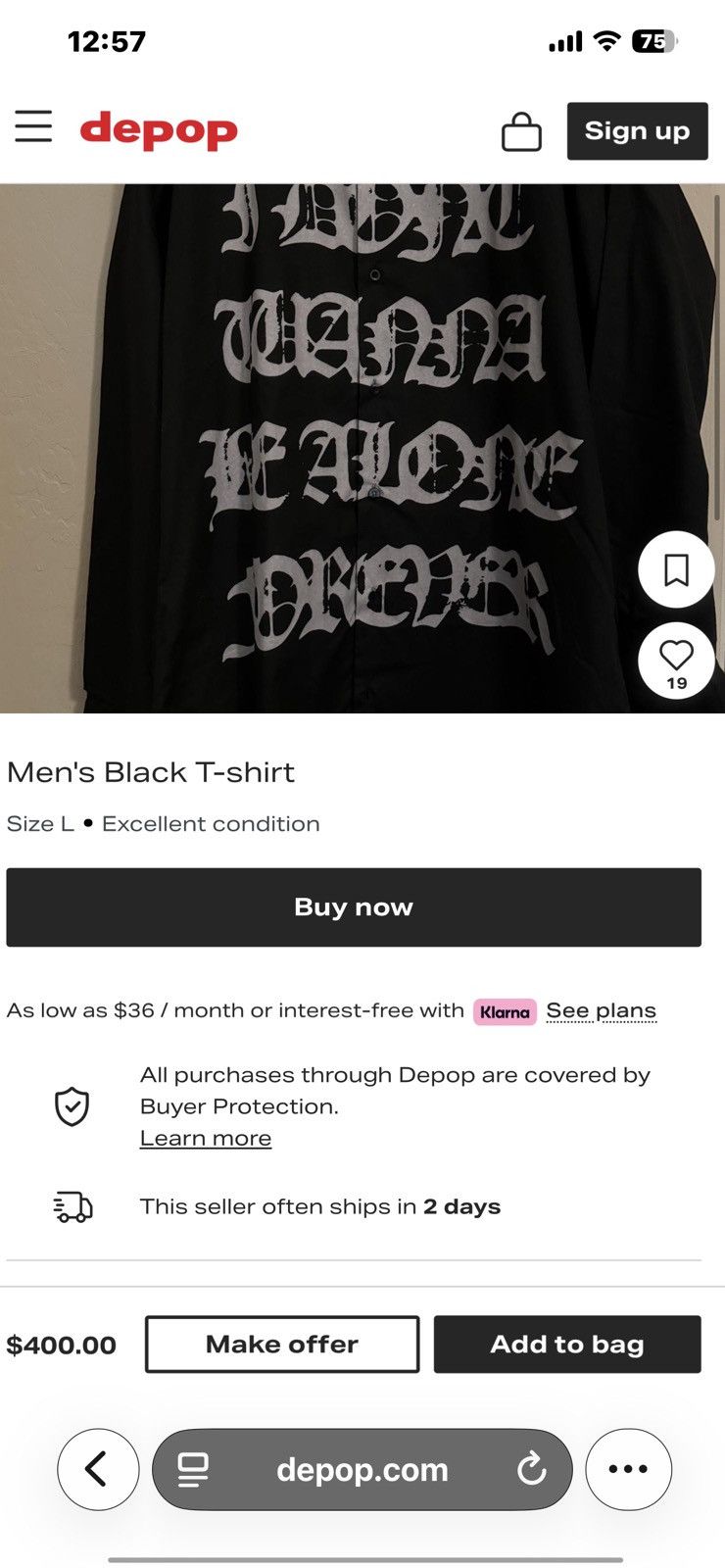 Destroy Lonely Old destroy lonely alone forever button up Size US S / EU 44-46 / 1 - 5 Thumbnail