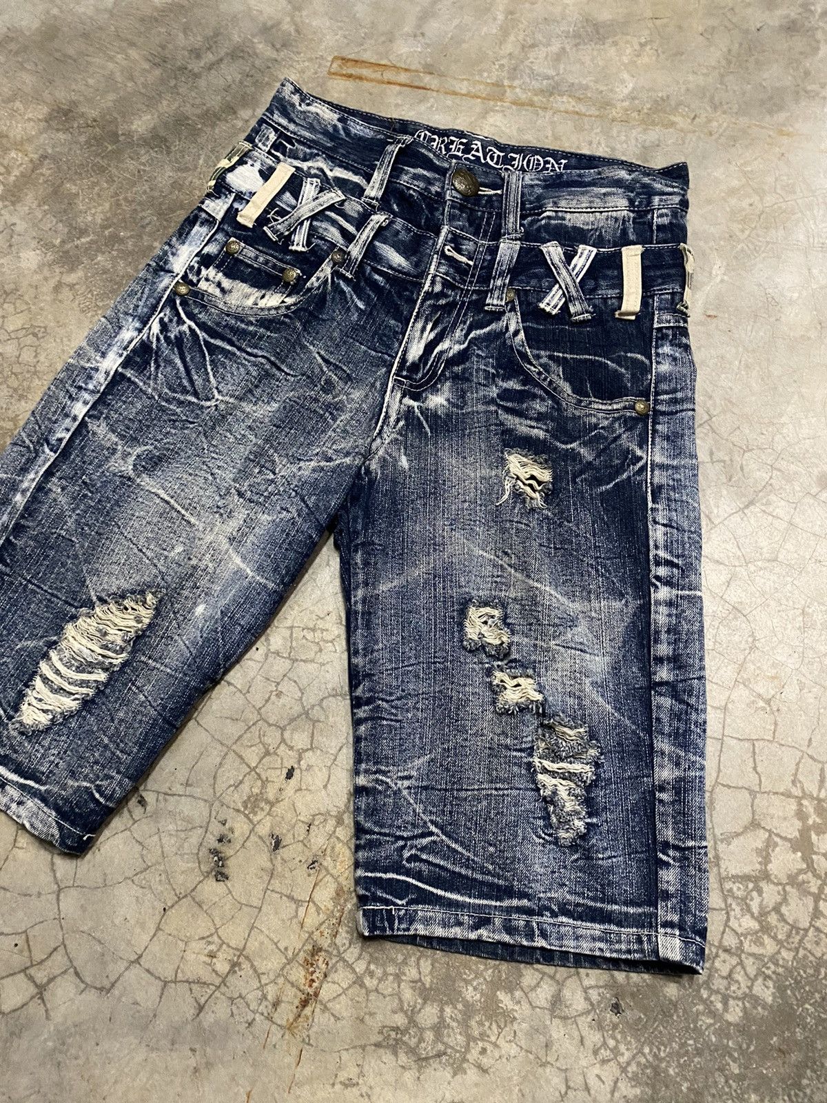 If Six Was Nine × Japanese Brand Y2k Punk Double Waist Jeans Short Size US 28 / EU 44 - 3 Thumbnail