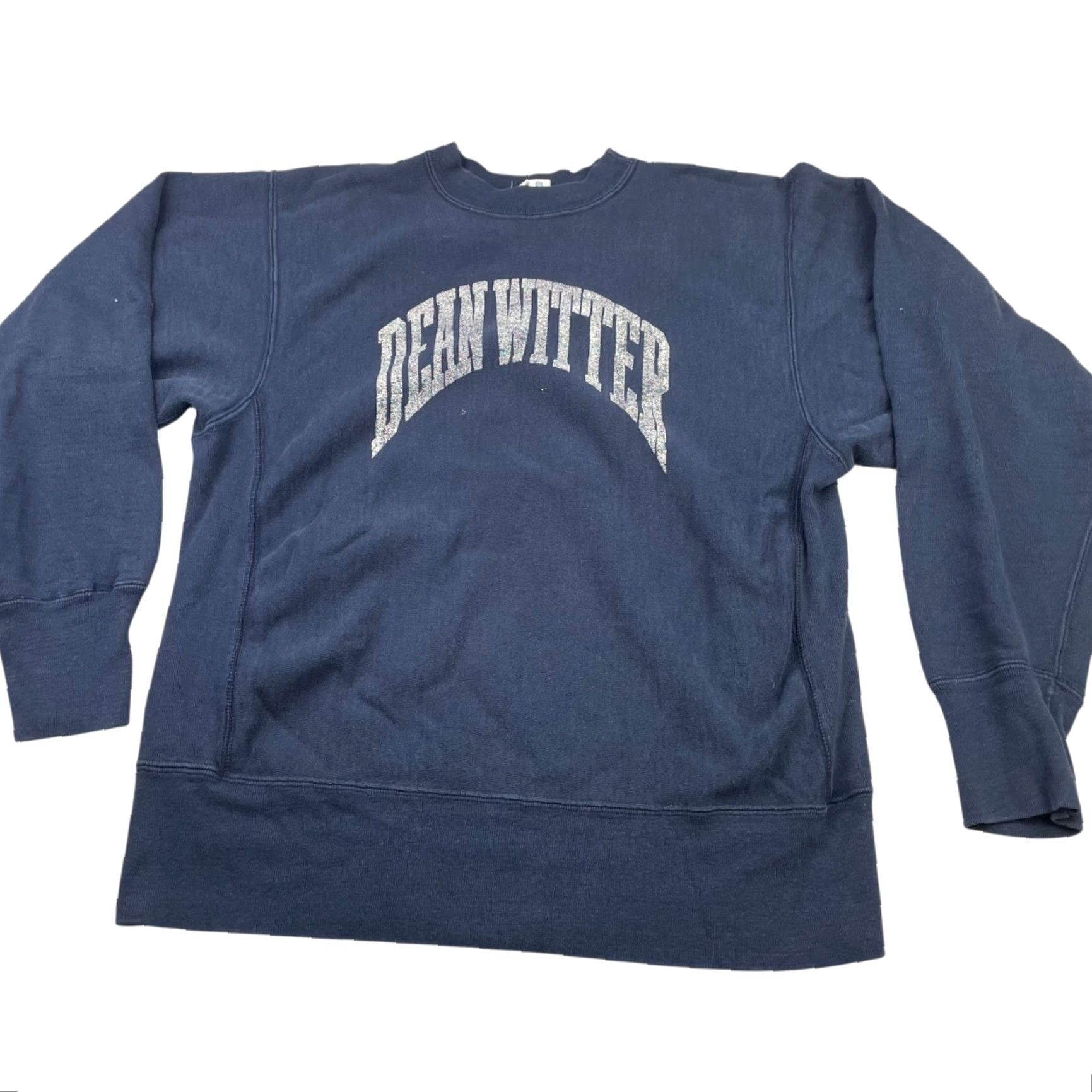 VINTAGE Dean Witter x Champion Sweatshirt Navy Large Men’s Reverse Weave Crew Neck Cotton/Polyster USA Navy Blue Logo Winter Fall 90s?