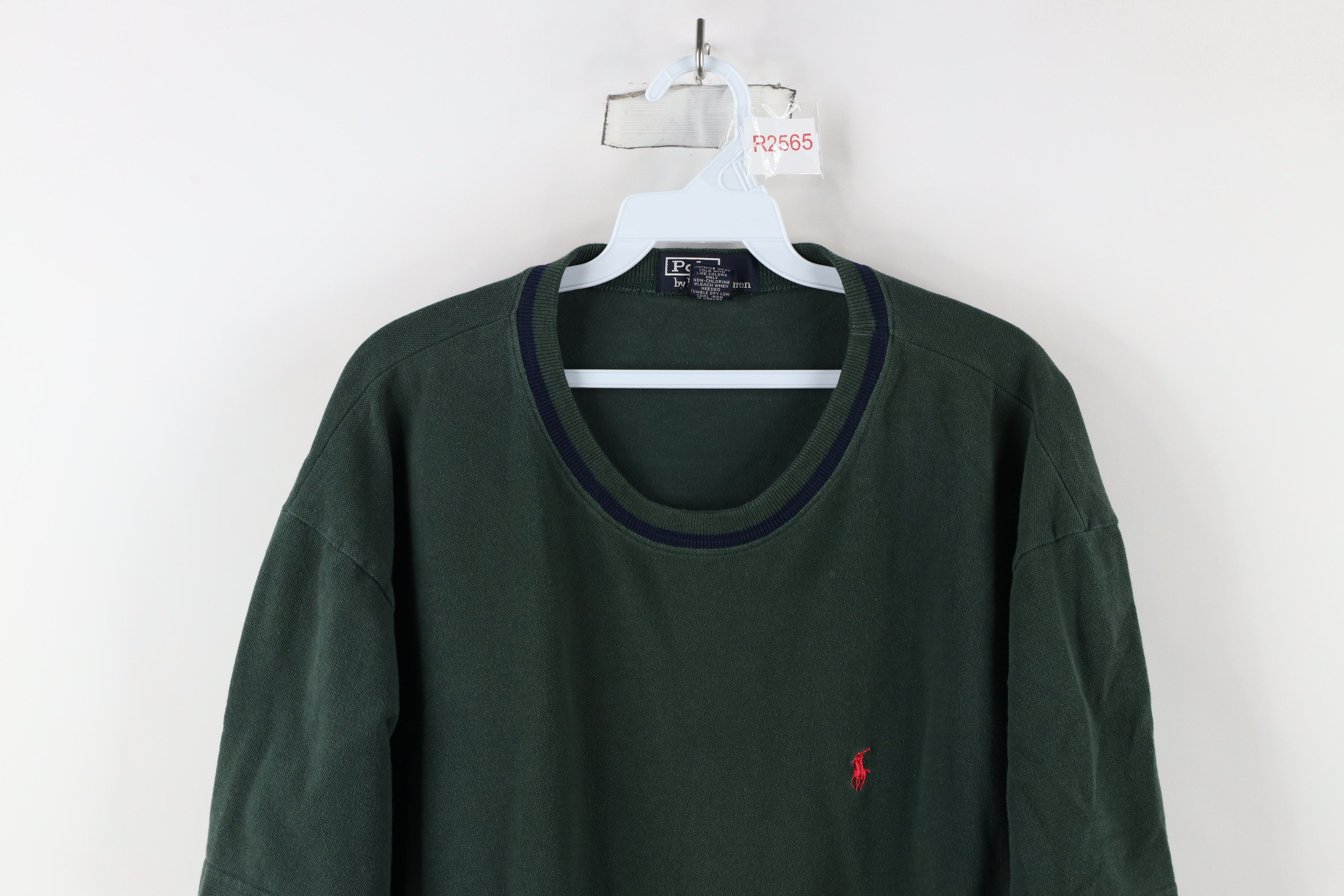 Ralph Lauren × Vintage Vintage 90s Ralph Lauren Heavyweight Cotton T-Shirt Green Size US XL / EU 56 / 4 - 2 Thumbnail