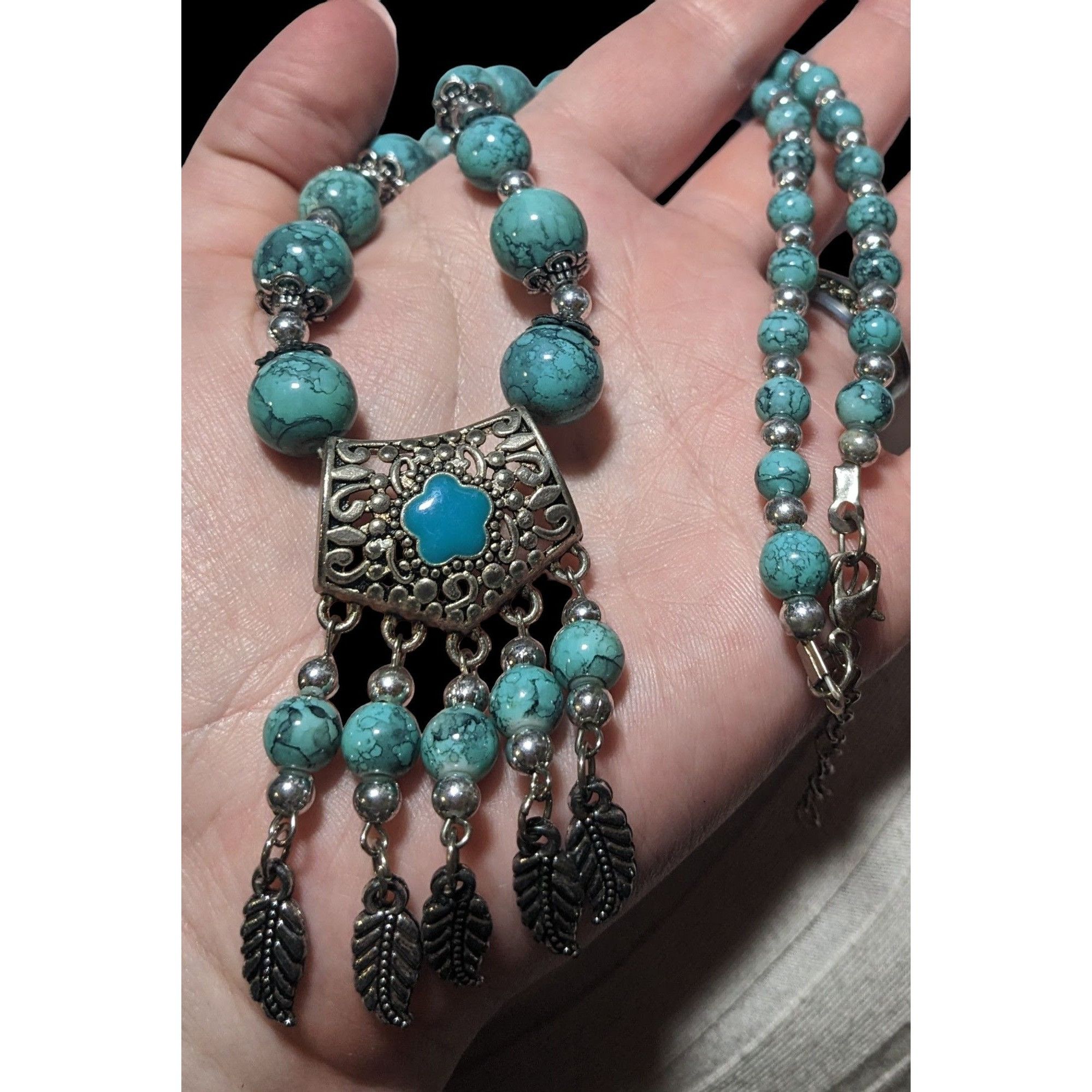 Other Bohemian Style Turquoise Feather Tassel Necklace Size ONE SIZE - 4 Thumbnail