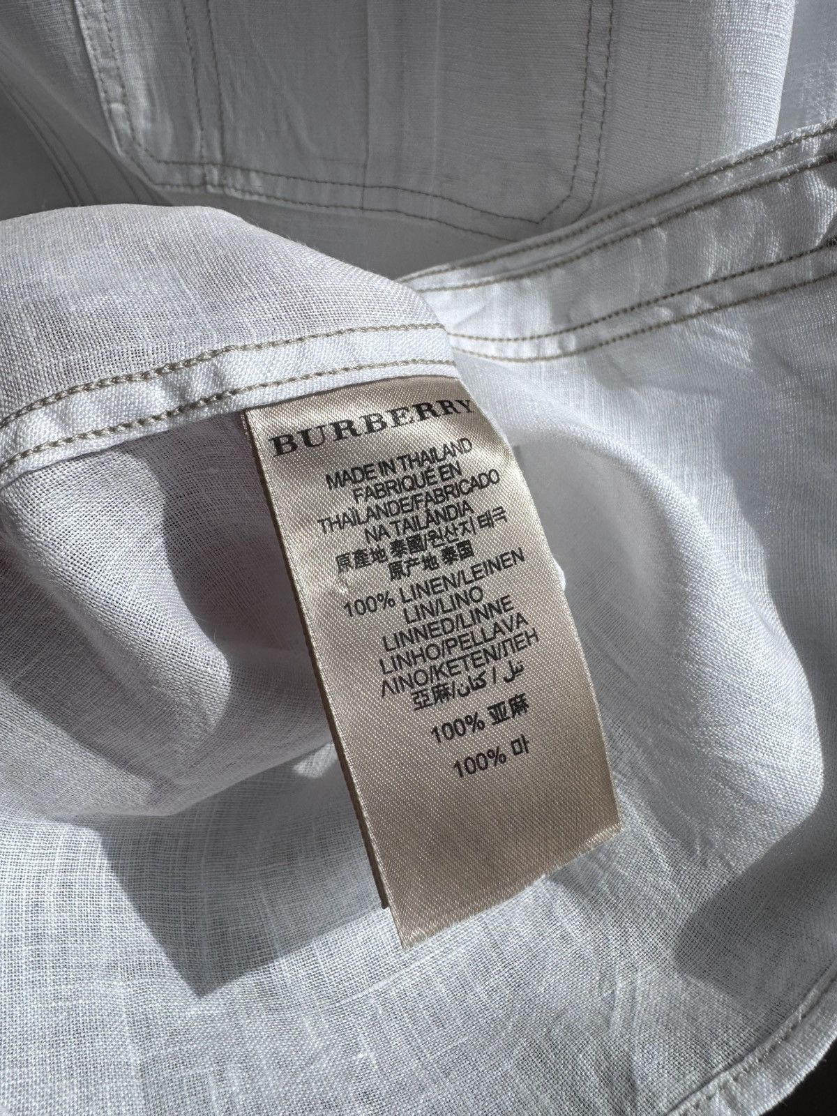 Burberry Burberry Brit White Linen Long Sleeve Pocket Shirt Luxury Size US M / EU 48-50 / 2 - 9 Thumbnail