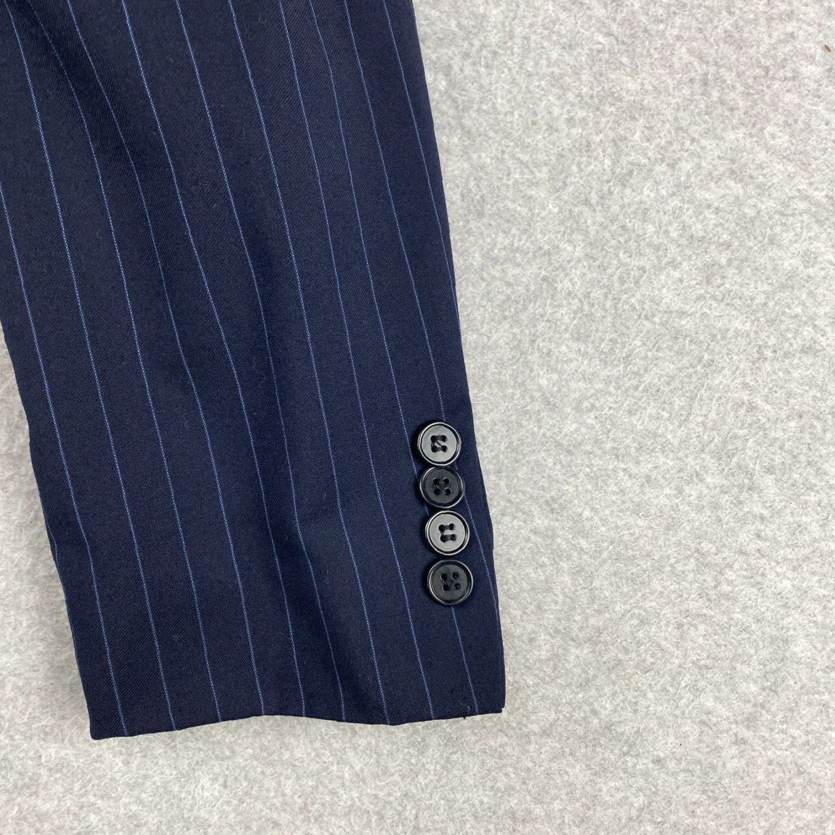 Joseph Abboud Joseph Abboud Loro Piana Suit Mens 43L/W37 Blue Pinstripe Super 120's Wool USA Size 46R - 4 Thumbnail