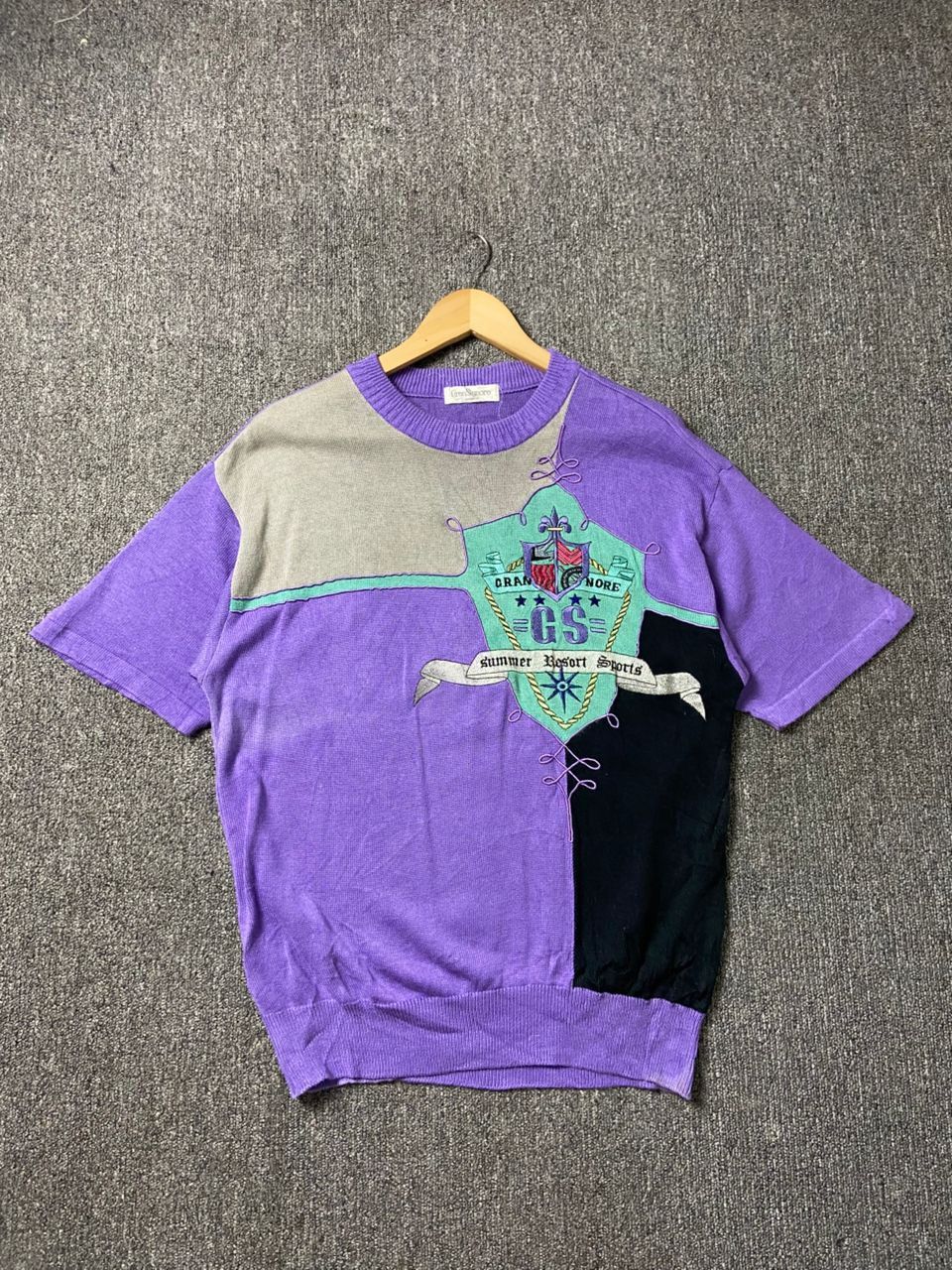 Japanese Brand Gran Signore Embroidered Short Sleeve Knitwear (191) Size US S / EU 44-46 / 1 - 1 Thumbnail