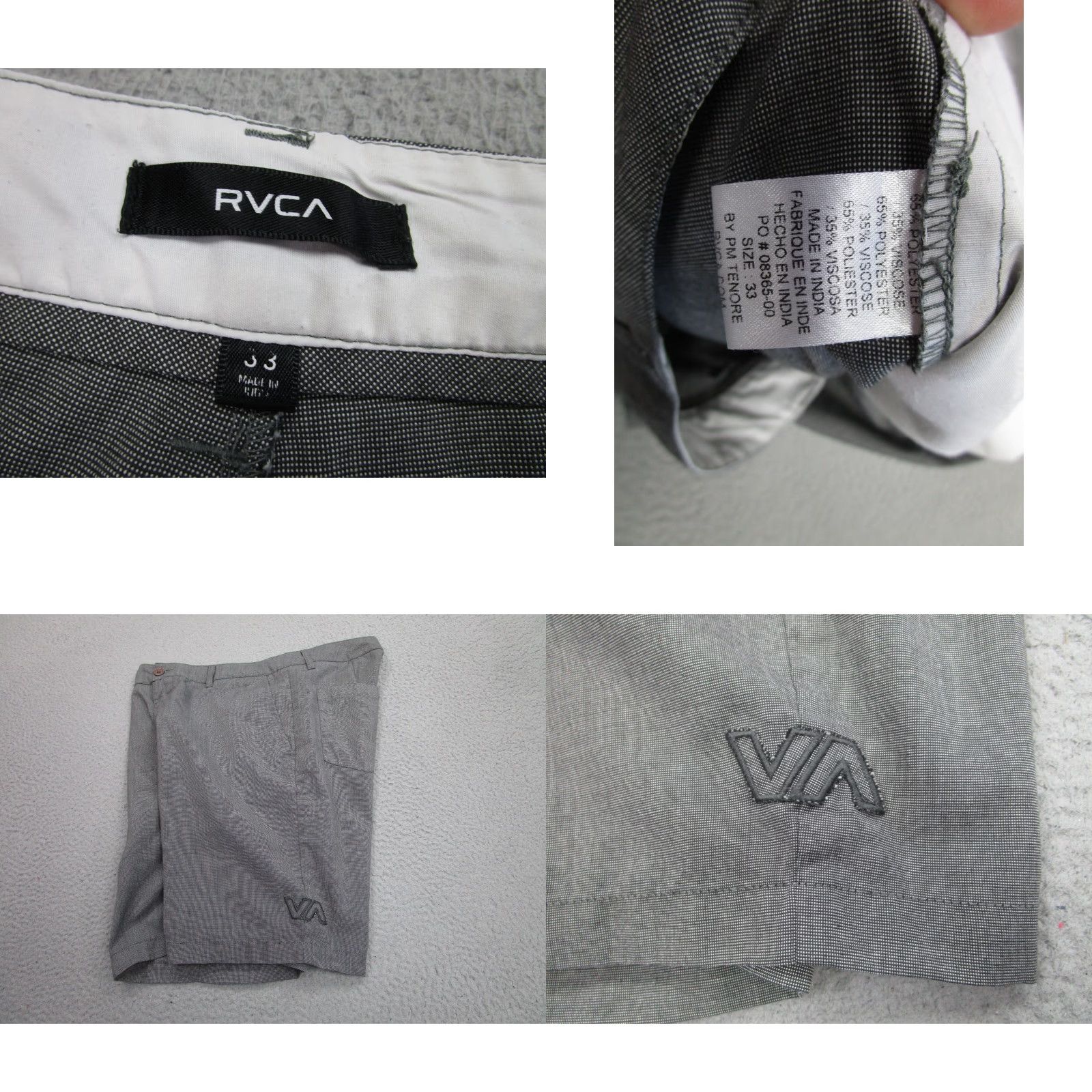 RVCA RVCA Shorts Mens 33 Gray Chino Surfer Skater Casual Zip Size US 33 - 8 Thumbnail