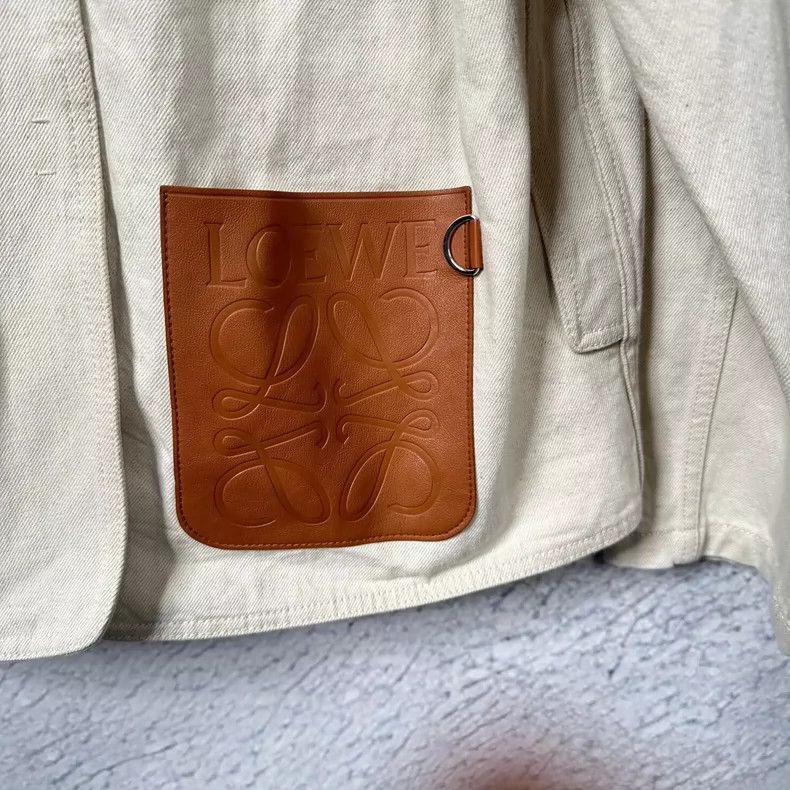 Loewe LOEWE Beige linen material patchwork logo multi-pocket jac Size XS / US 0-2 / IT 36-38 - 3 Thumbnail