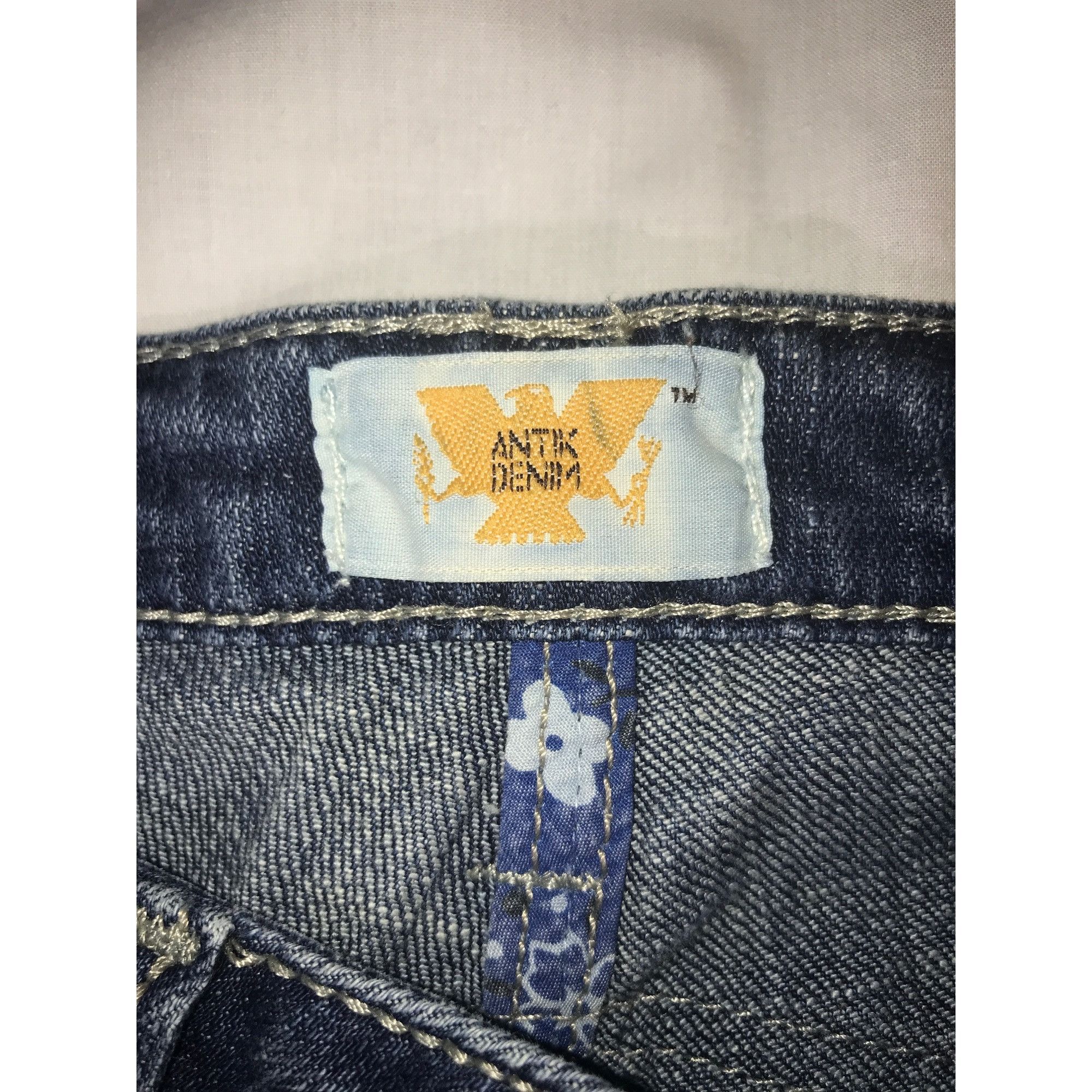 Antik Denim Antik Denim Womens Embroidered Bird Leather Patch Blue Jeans Size 29" - 10 Thumbnail