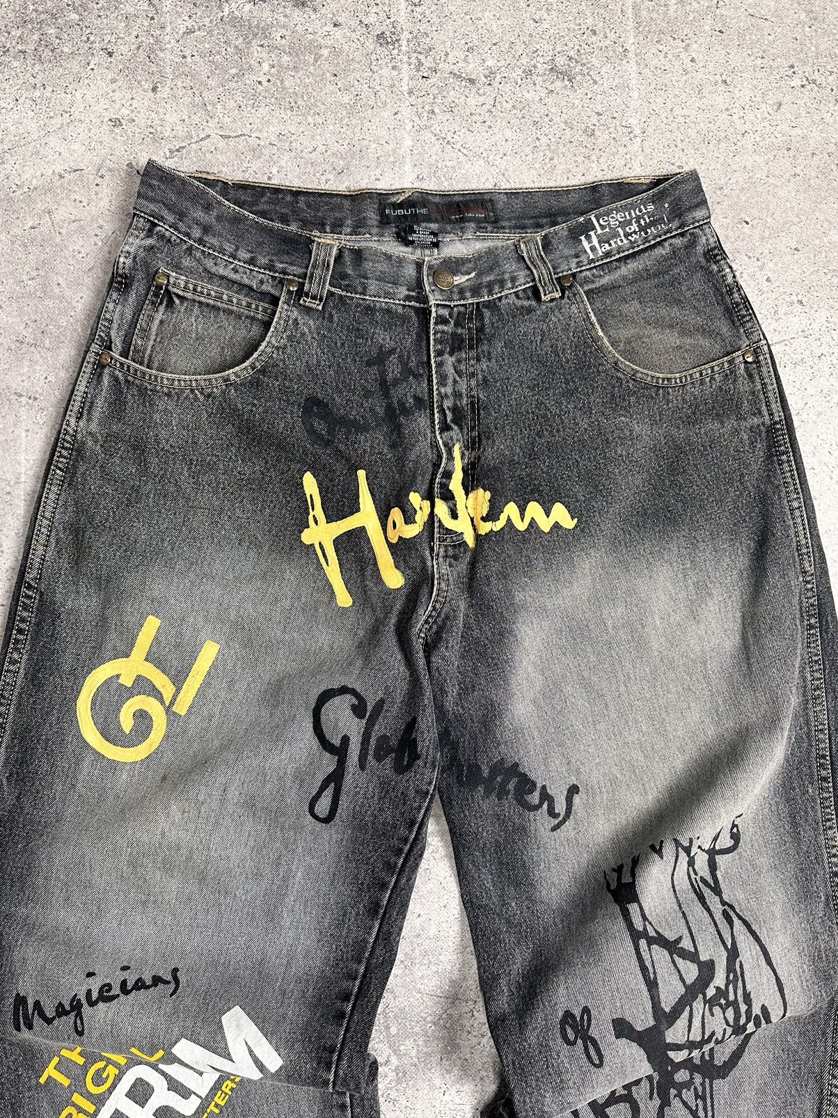 Fubu Fubu Black Baggy Denim Jeans Hip Hop 90s Street JNCO Size US 36 / EU 52 - 4 Thumbnail