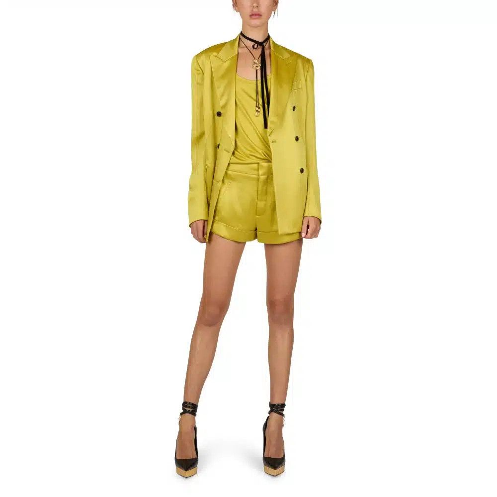 Tom Ford o1loc1c0625 GI2915 Fluid Satin Boyfriend Jacket in Yellow Size XS / US 0-2 / IT 36-38 - 2 Thumbnail
