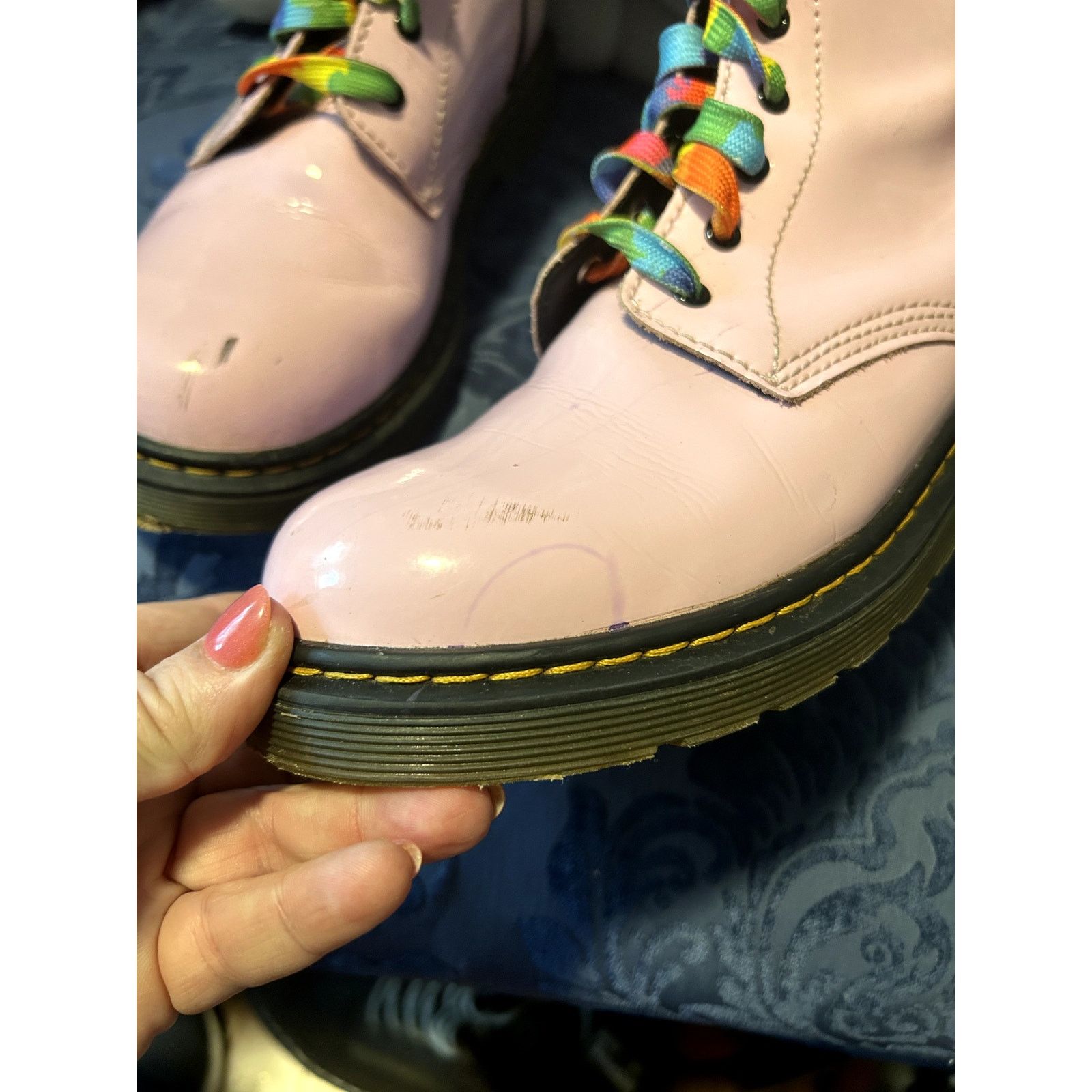 Dr. Martens Dr Martens Pink Patent Leather Rainbow Laces size 7/EU 38 Size US 7 / IT 37 - 4 Thumbnail