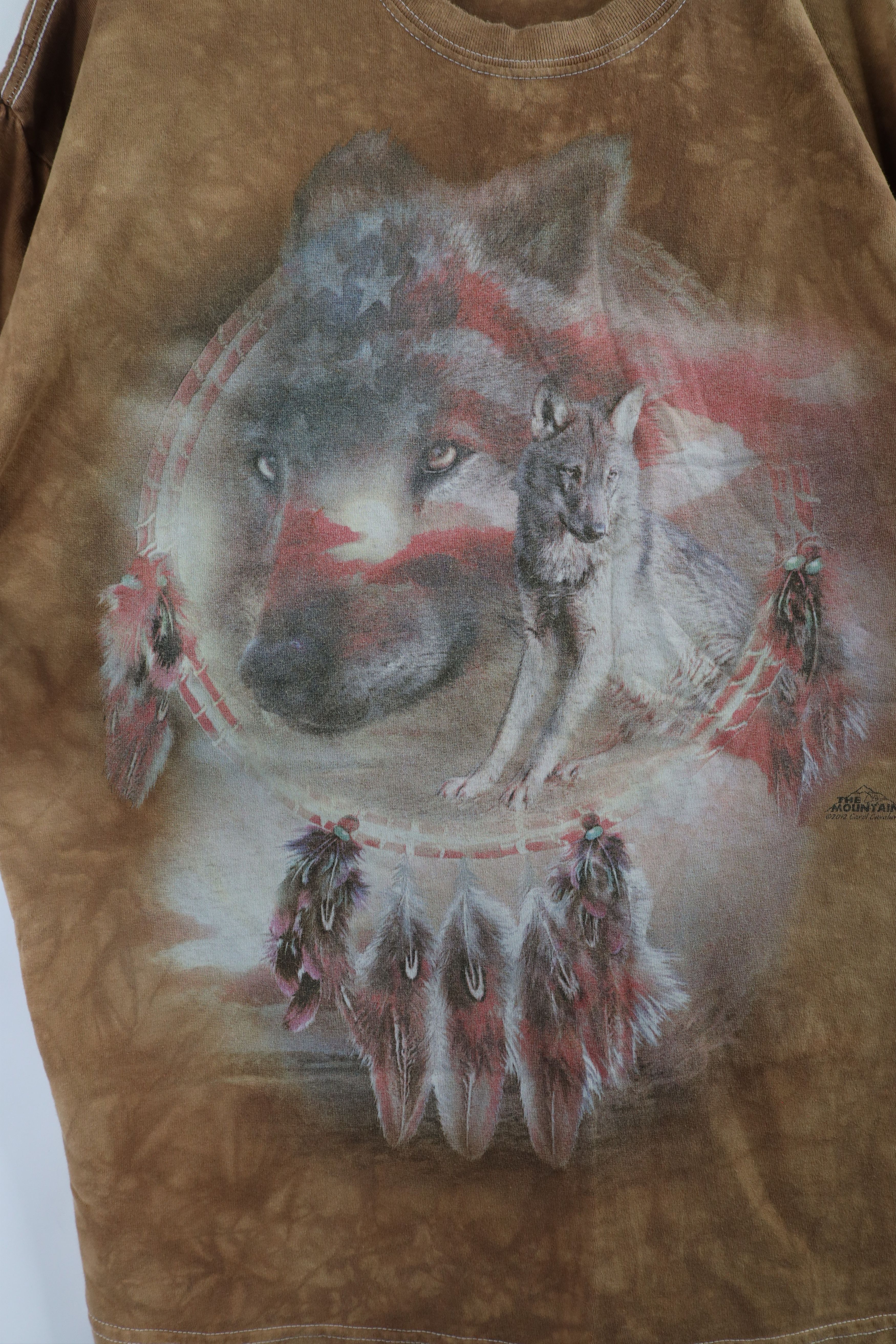 Vintage Vintage Y2K Streetwear Acid Wash Indian Wolf T-Shirt Brown Size US XXL / EU 58 / 5 - 4 Thumbnail