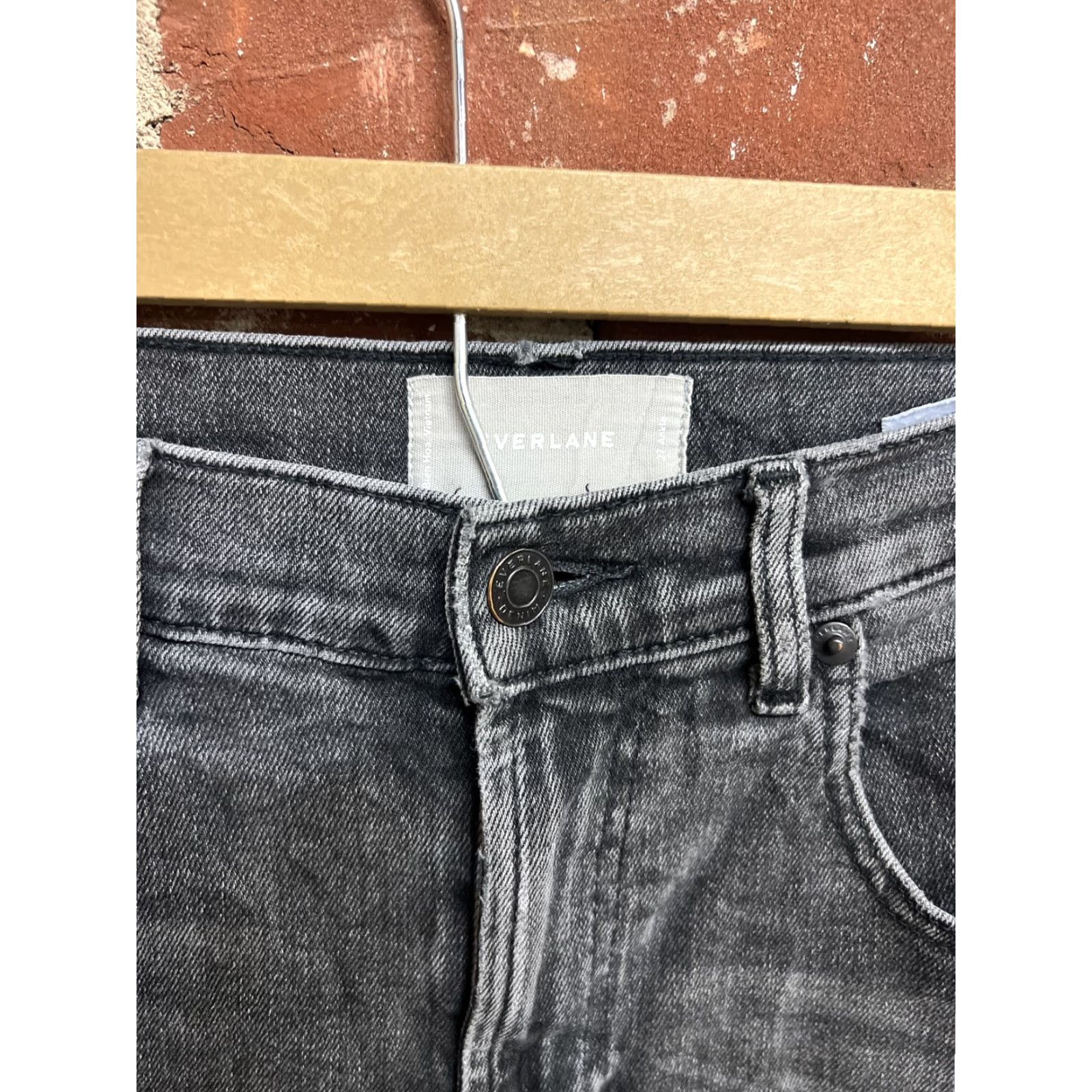 Everlane Everlane Jeans Women 27 Cotton Denim High Waist Black Straight Stretch Jeans Size 26" / US 2 / IT 38 - 2 Thumbnail
